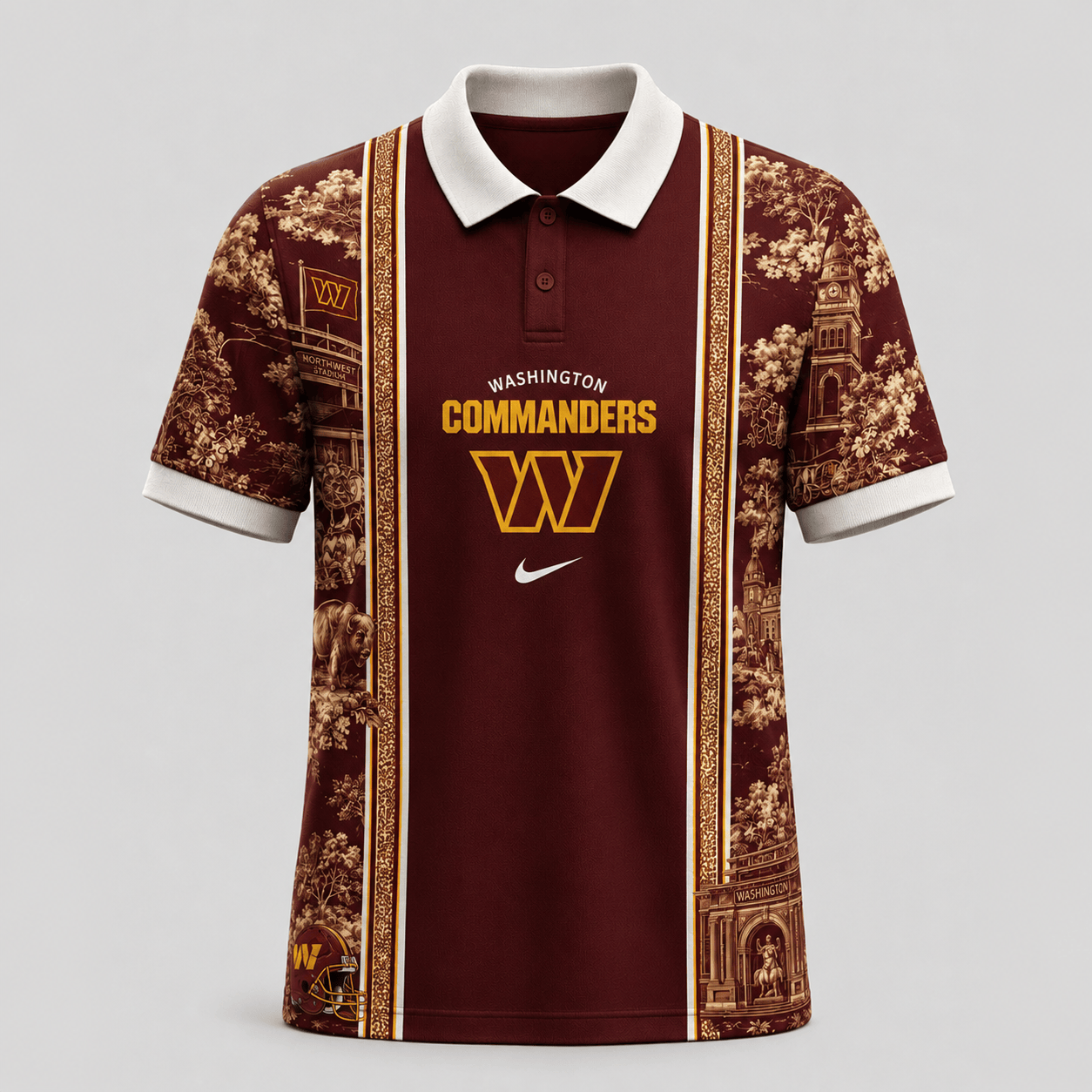 Washington Commanders | Premium NFL Heritage Cityscape Polo Shirt for Loyal Fans TD
