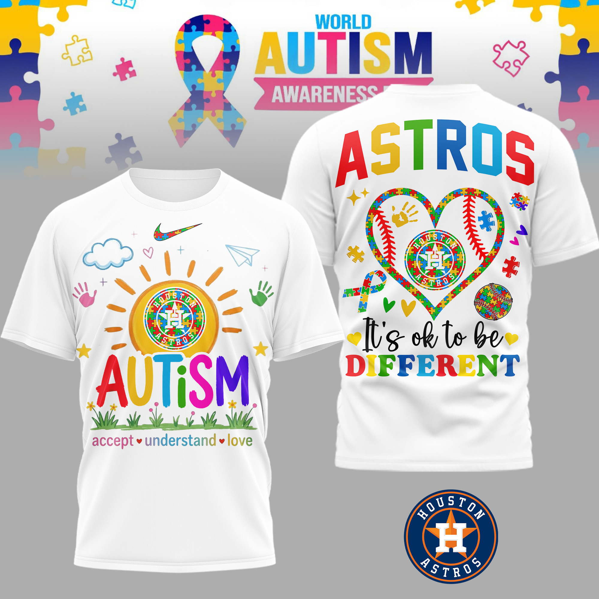Houston Astros | Premium MLB Autism Acceptance 3D Shirt TD
