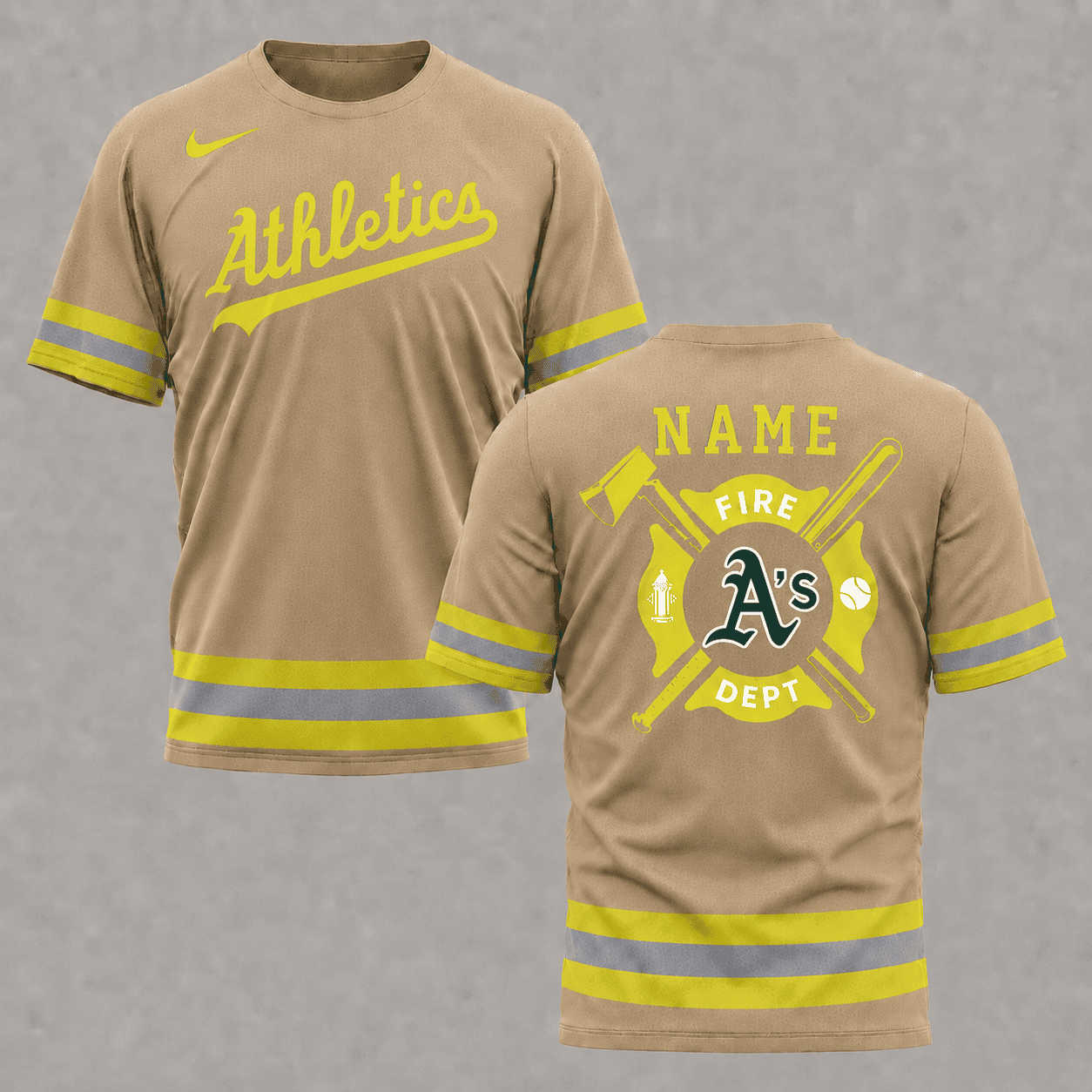 Athletics | MLB x Personalized Firefighters Hi-vis 3D Shirt