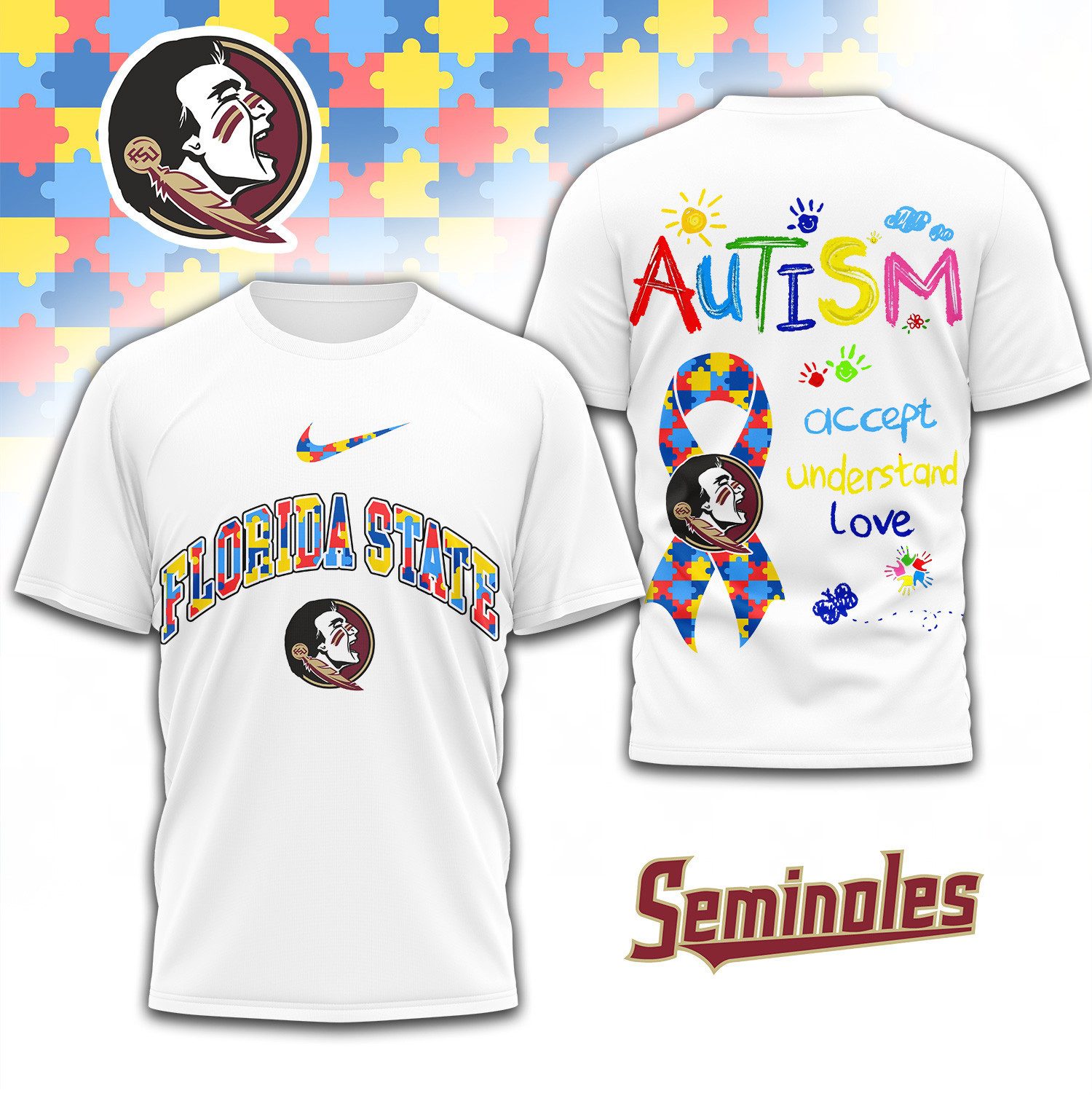 Florida State Seminoles | Premium NCAA Autism 3D Shirt TD