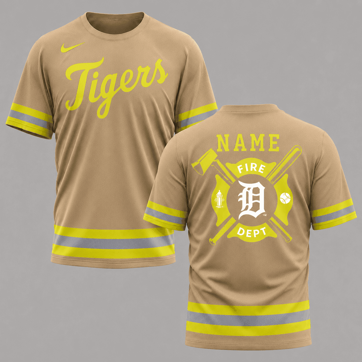Detroit Tigers | MLB x Personalized Firefighters Hi-vis 3D Shirt