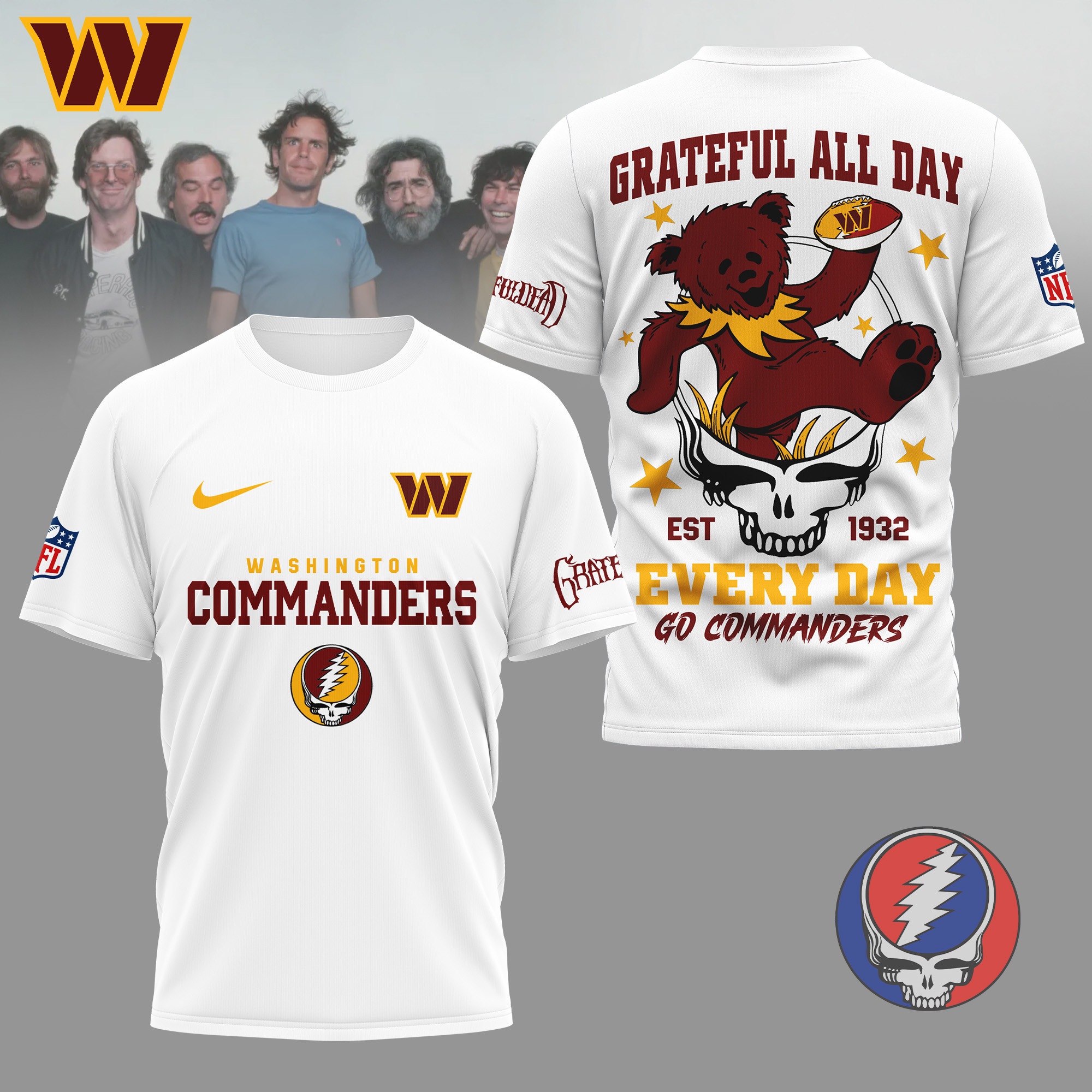 Washington Commanders | Premium NFL Grateful Dead Fan 3D Shirt NY