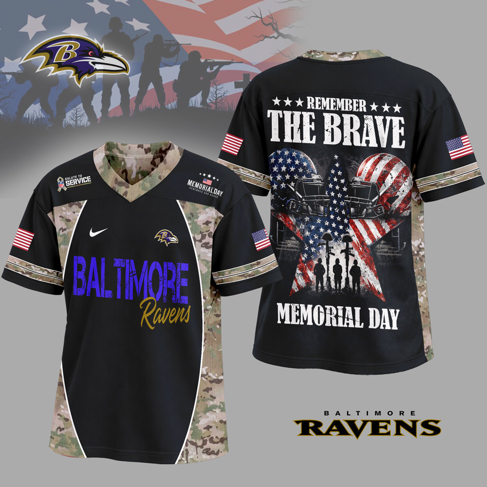 Baltimore Ravens | Premium NFL Memorial Day V-neck Baseball Jersey HY