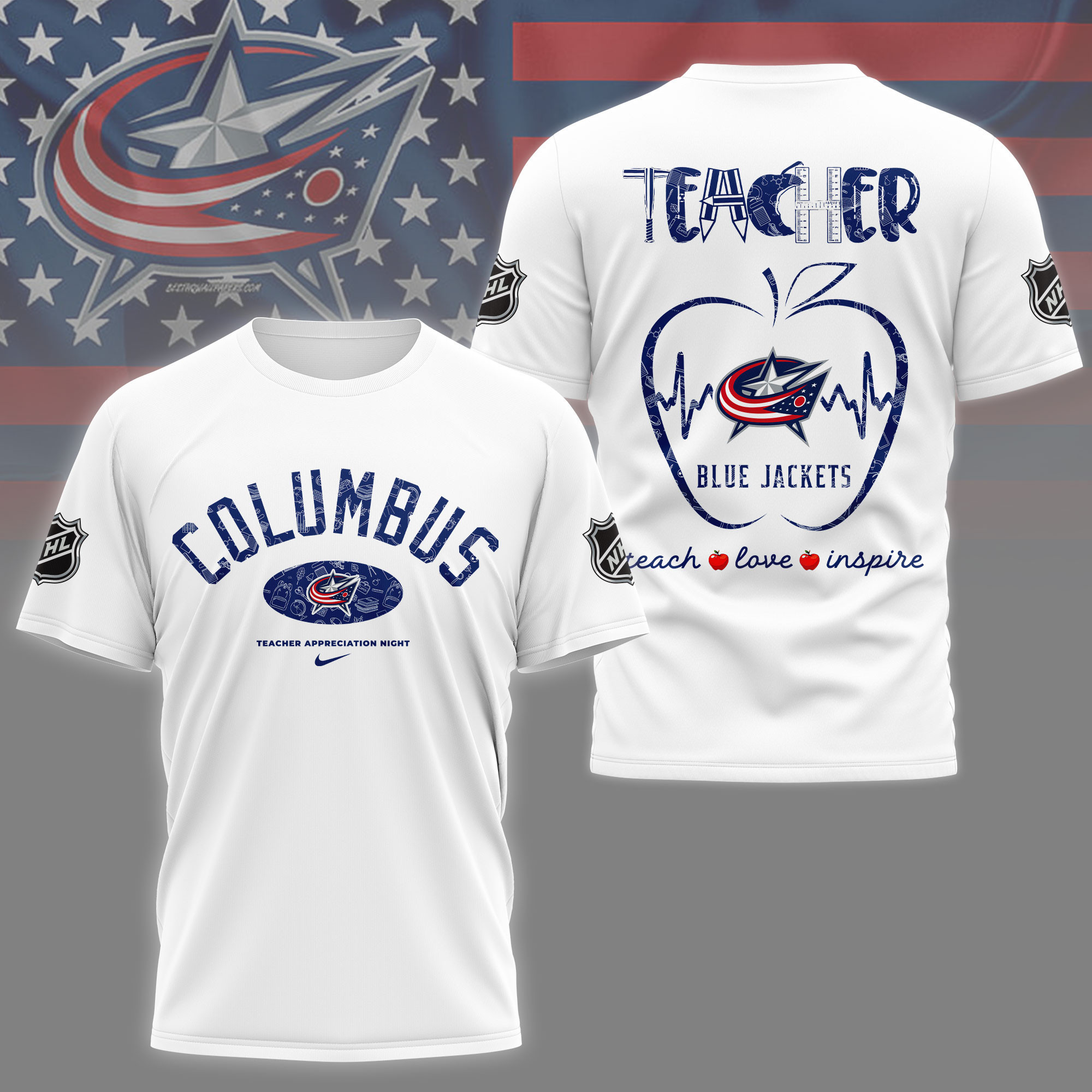 Columbus Blue Jackets | Premium NHL Teacher Appreciation Day 3D Shirt NY