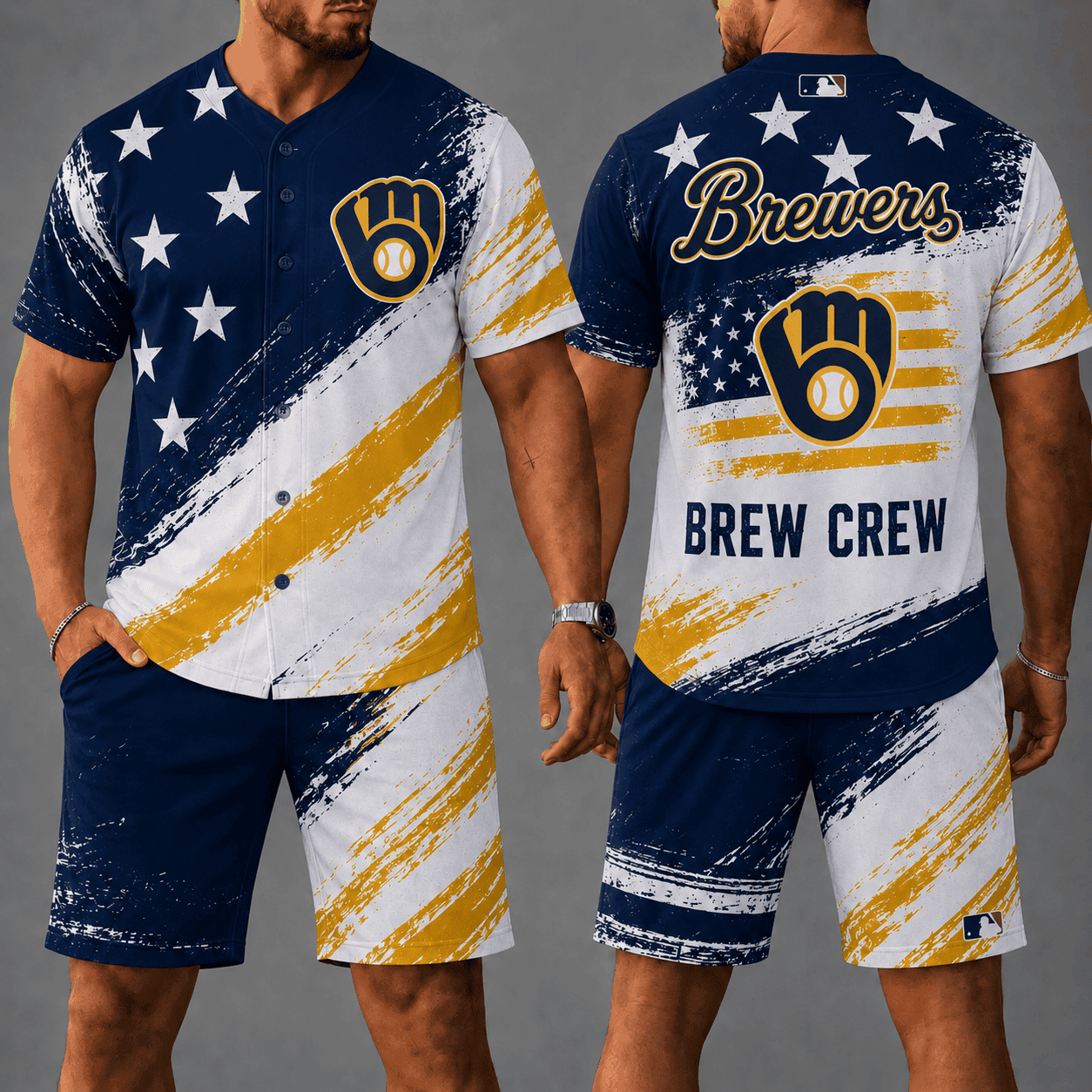 Milwaukee Brewers | Premium MLB Star Spirit Jersey Shorts Set