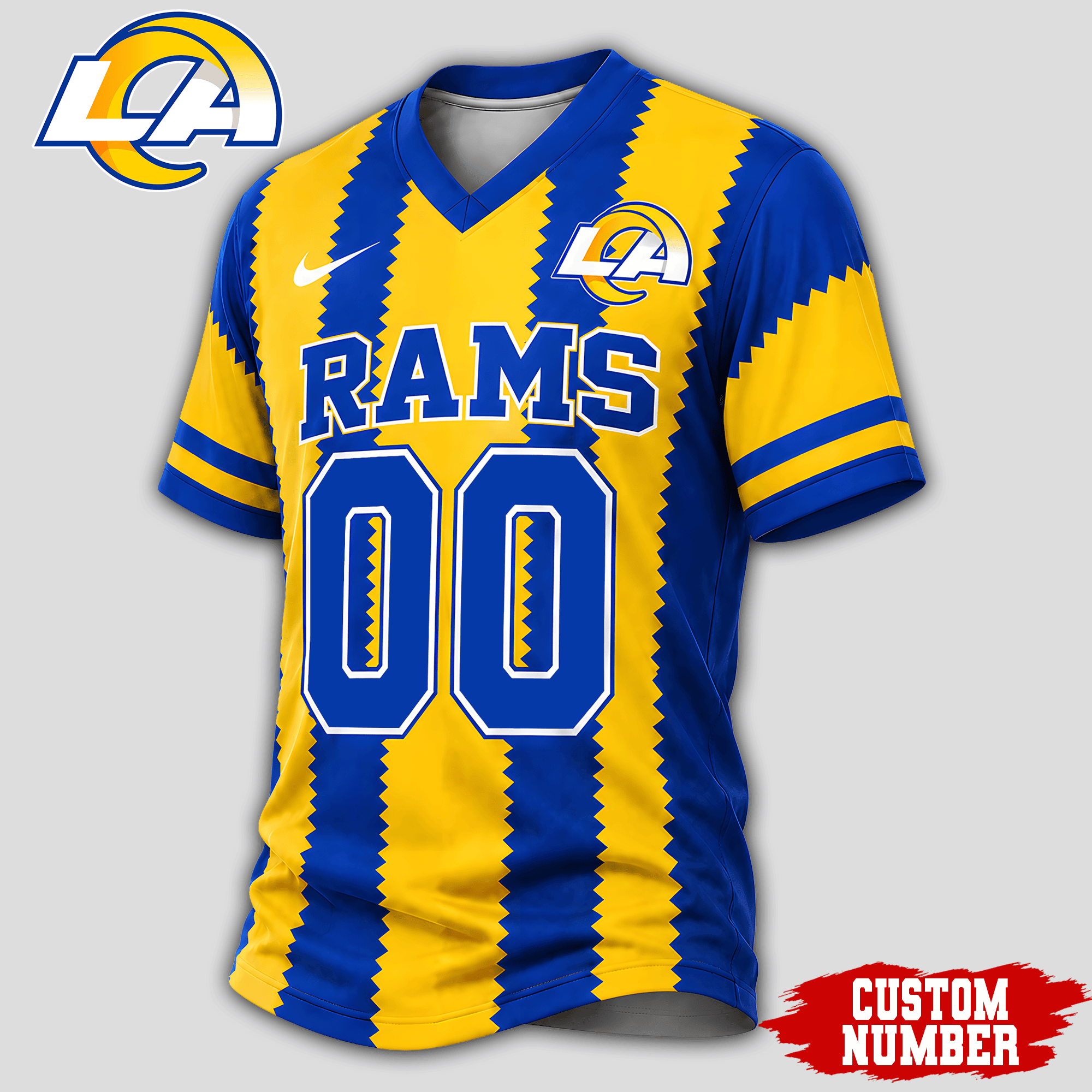 Los Angeles Rams | Premium NFL Bold Stripe Custom V-Neck Jersey NTH1