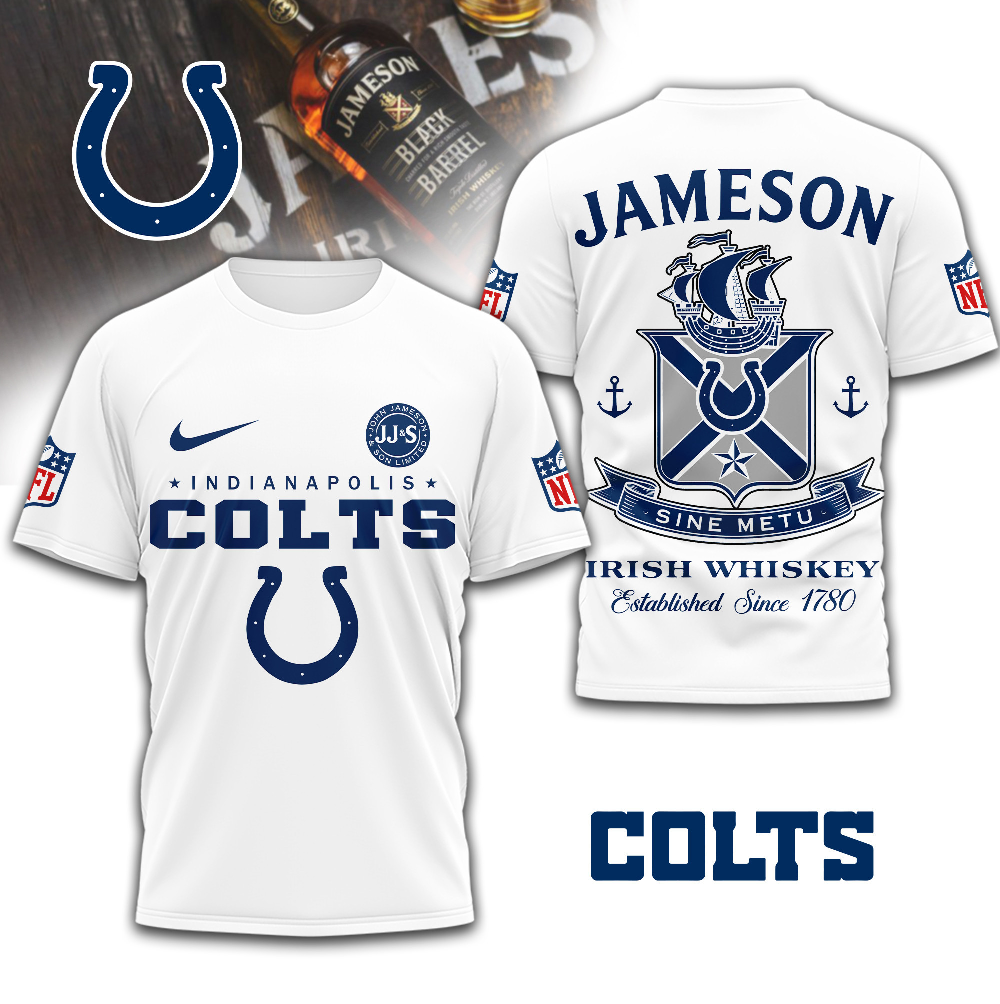Indianapolis Colts | Premium NFL Jameson Irish Whiskey 3D Shirt TD