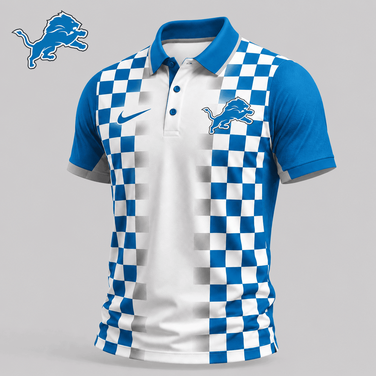 Detroit Lions | Premium NFL Checkered Fade Polo Shirt NY