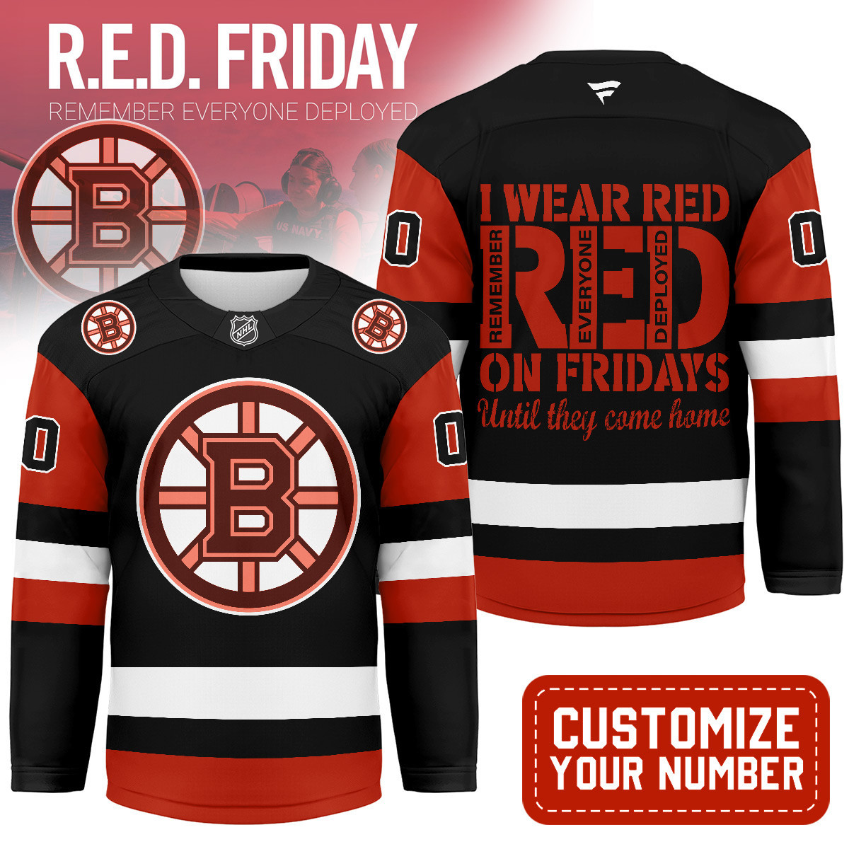 Boston Bruins | Premium NHL Red Friday Hockey Jersey MM