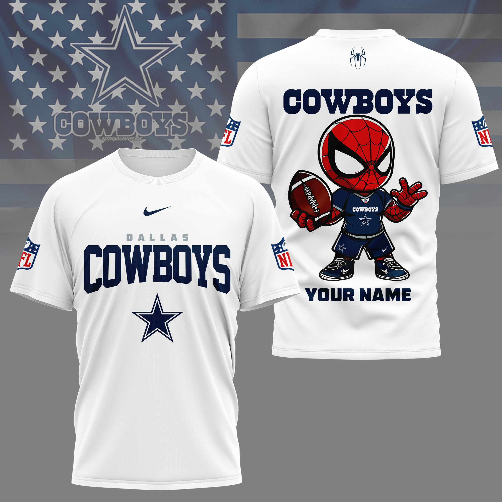 Dallas Cowboys | Premium NFL Spider Hero Custom 3D Shirt NY