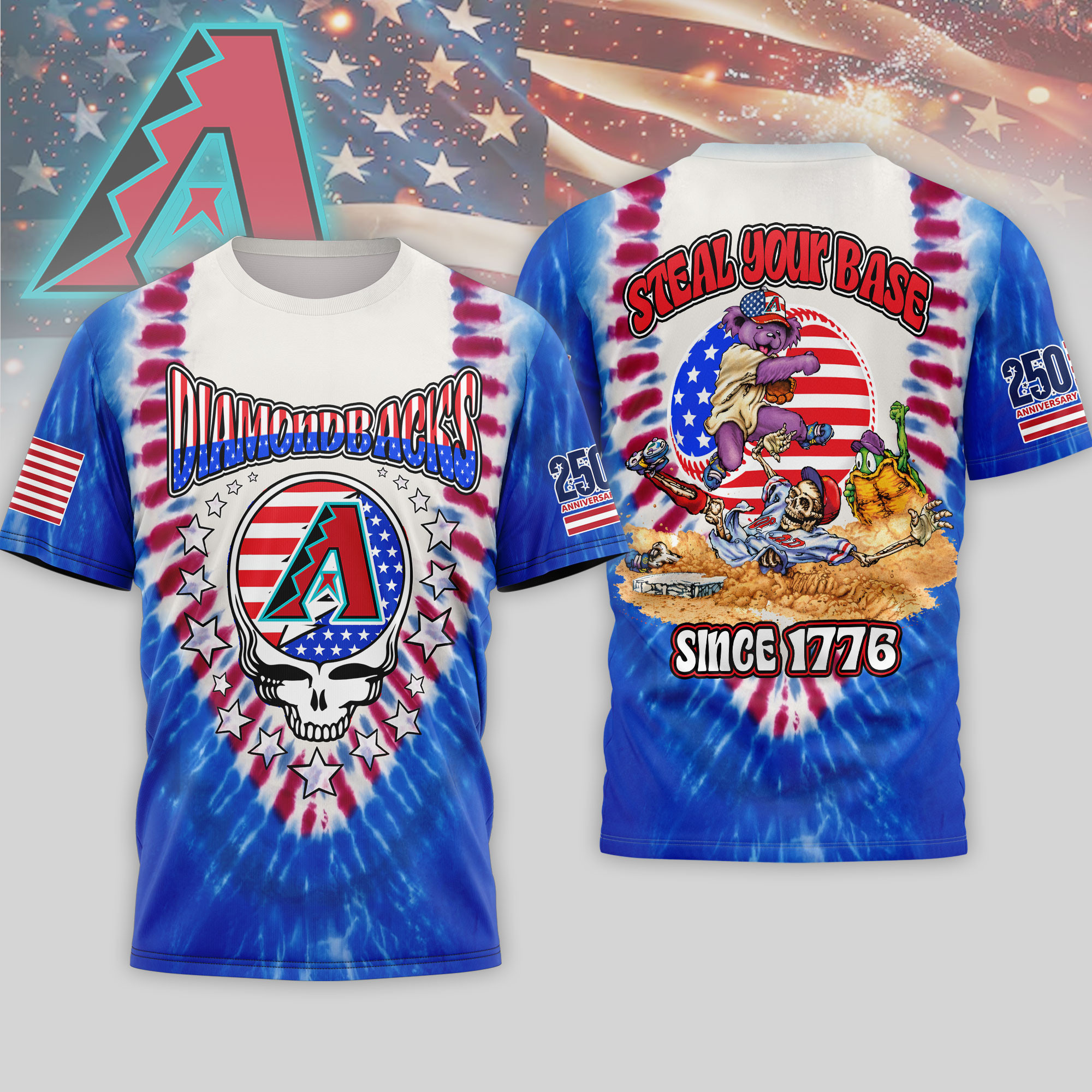 Arizona Diamondbacks | Premium MLB Grateful Dead 250 Years Of America 3D Shirt HY