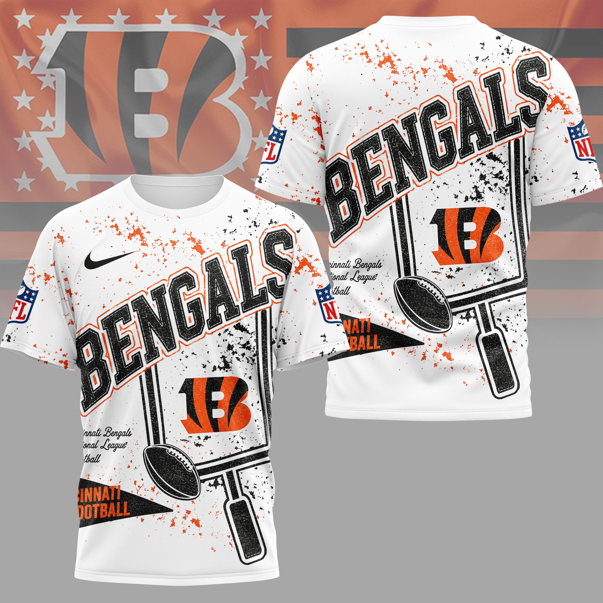 Cincinnati Bengals | Premium NFL Vintage Splatter Graphic 3D Shirt NY