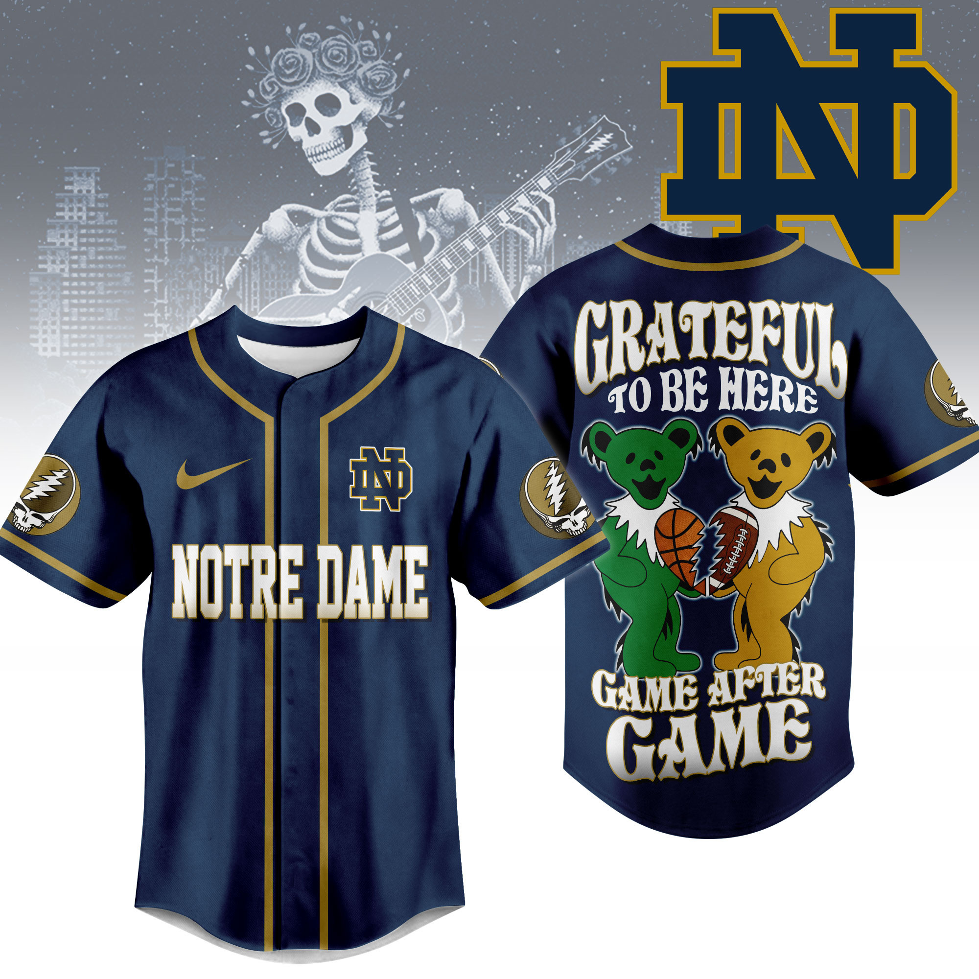 Notre Dame Fighting Irish | Premium College Grateful Sports Jersey NTH1