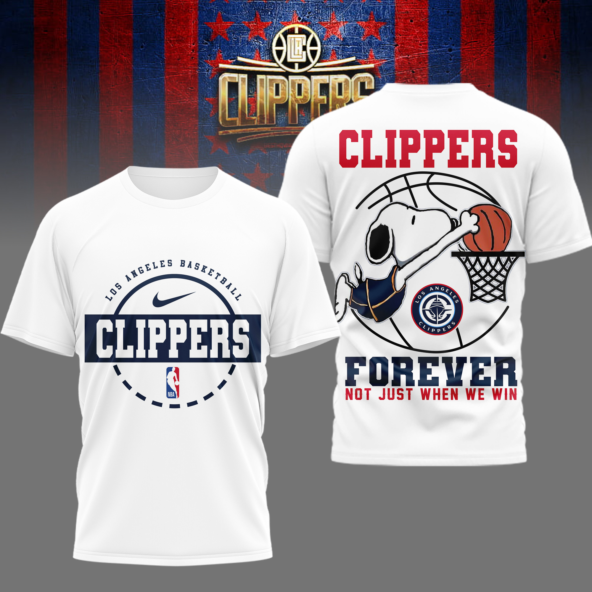 Los Angeles Clippers | Premium NBA Snoopy Forever Loyal 3D Shirt TD