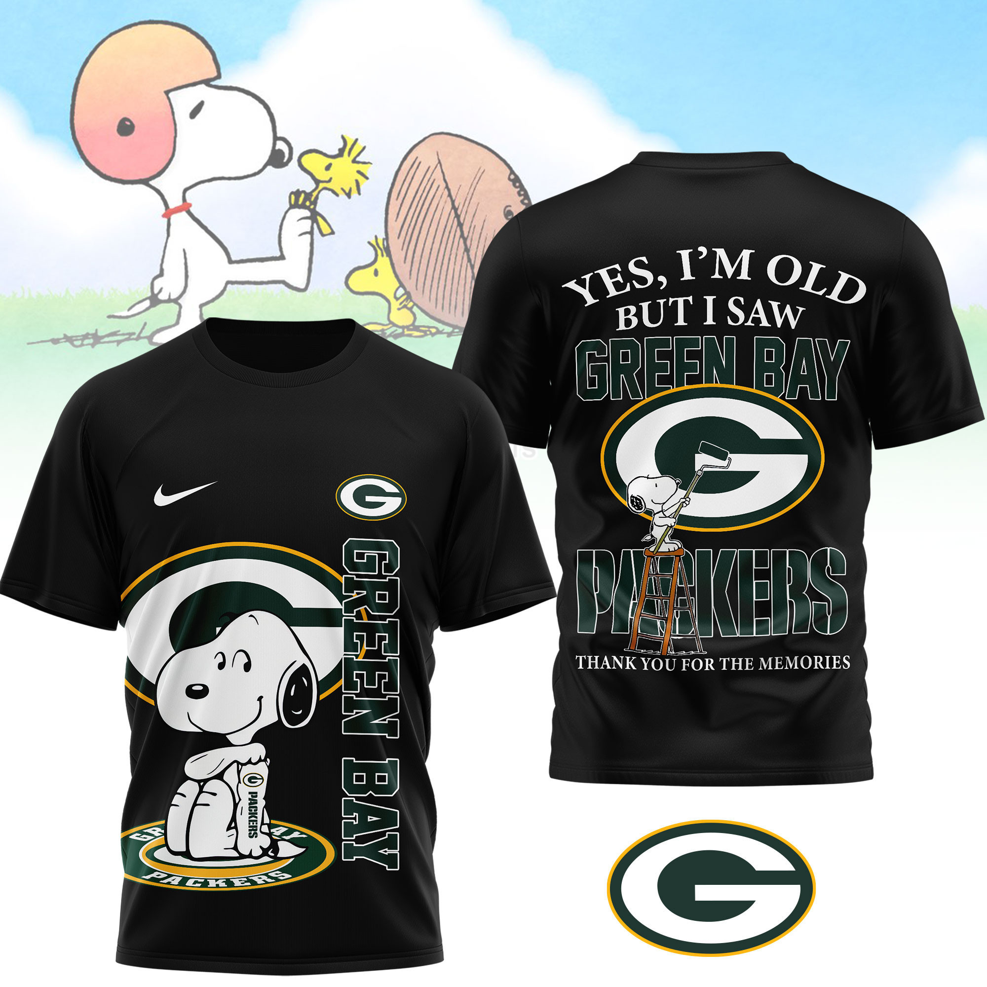 Green Bay Packers | Premium NFL Snoopy Graphic 3D T-Shirt NTH1