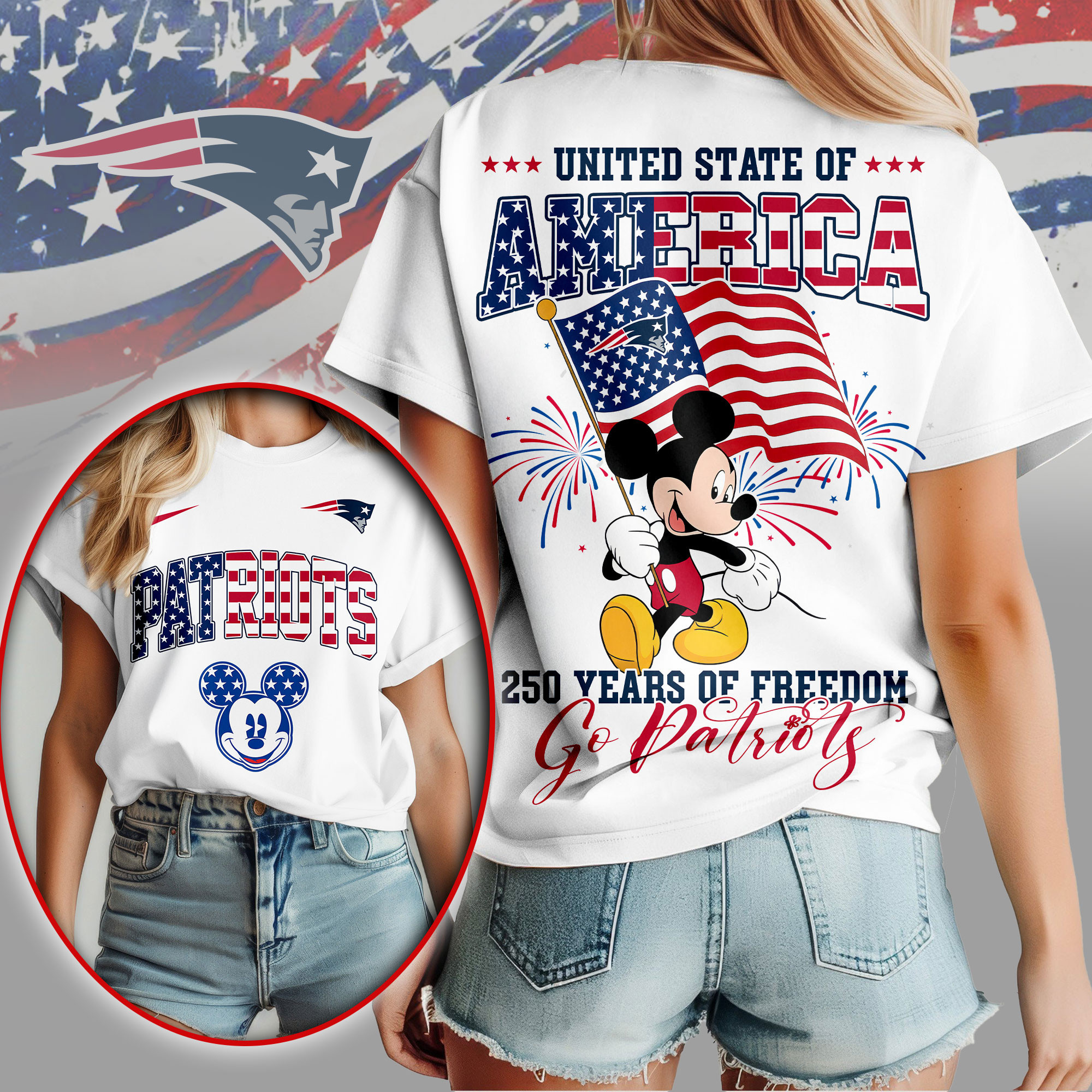 New England Patriots | Premium NFL Freedom 250 3D Shirt NY