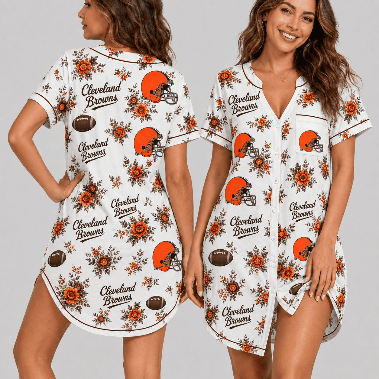 Cleveland Browns | Premium NFL Football Fan Favorites Women Pajamas Dress TD