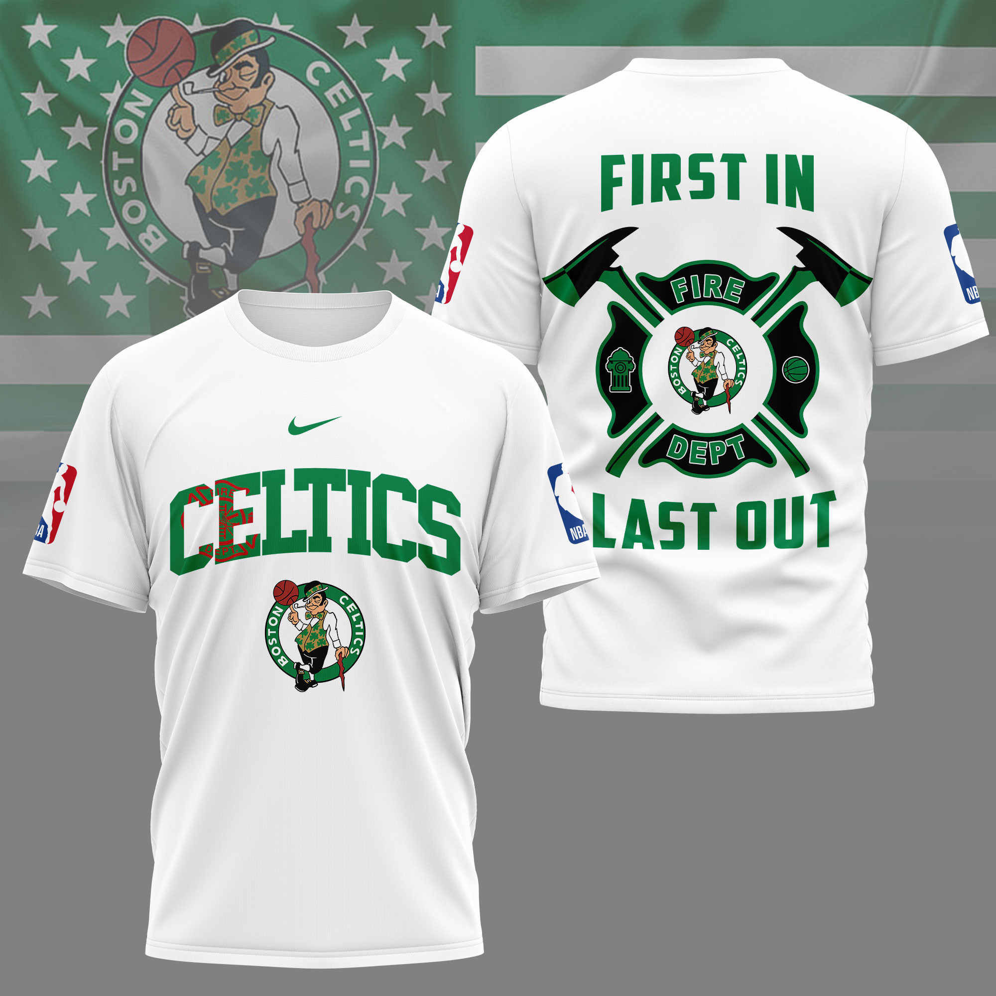 Boston Celtics | Premium NBA Fire Dept 3D Shirt TD