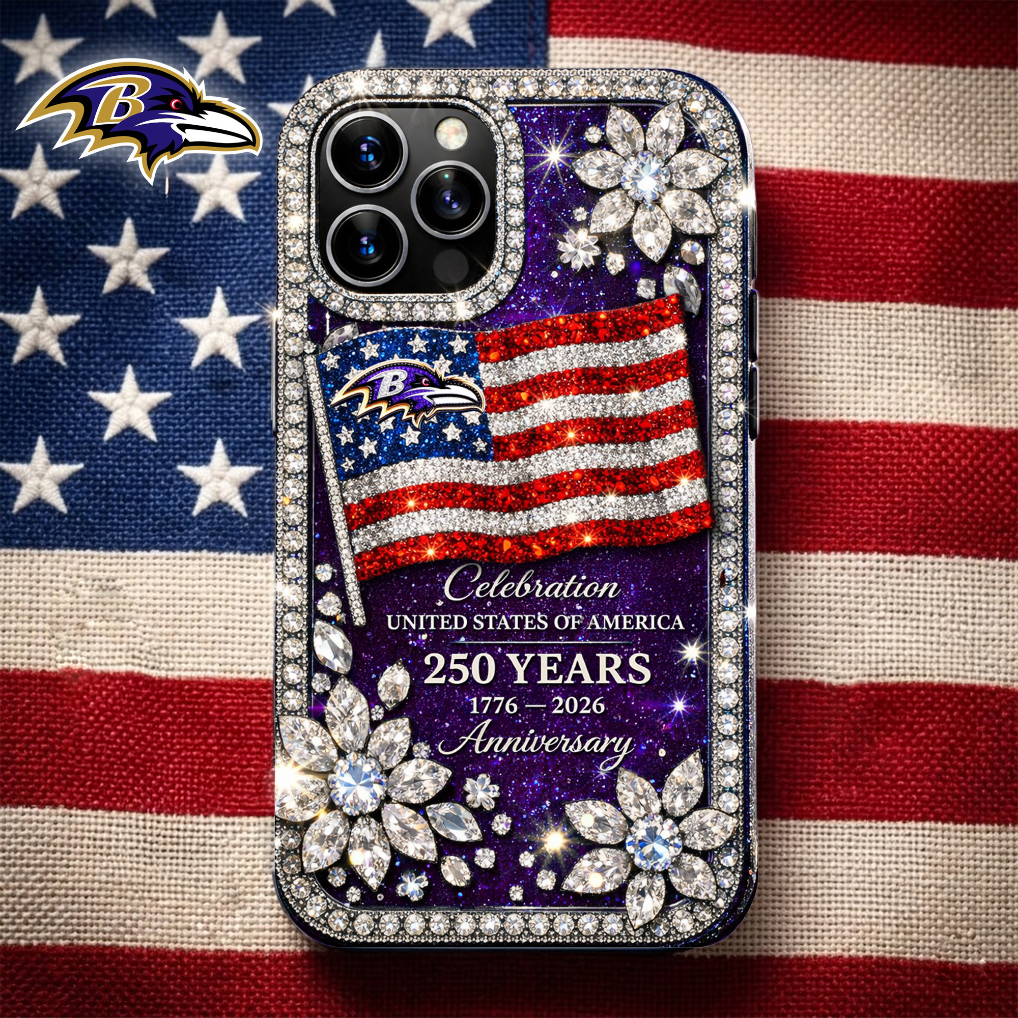 Baltimore Ravens | Premium NFL Celebration United States Of America 250 Years Luxury Phone Case TD