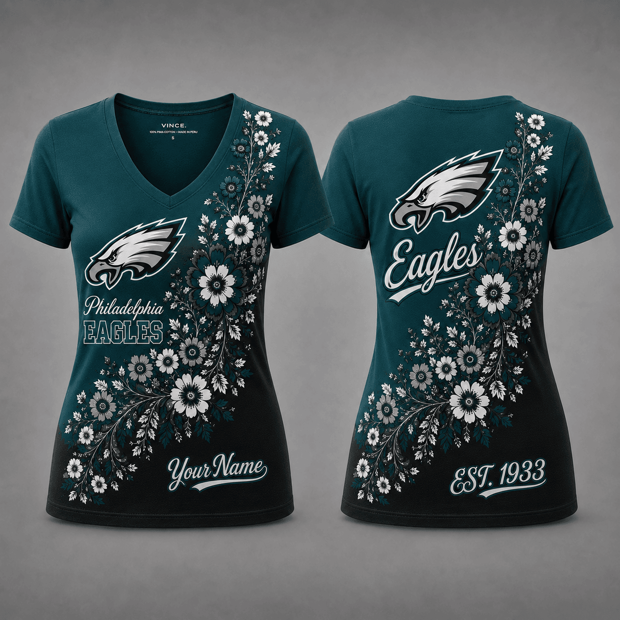 Philadelphia Eagles| Premium NFL Personalized Floral Pride Women’s V-Neck Jersey NY