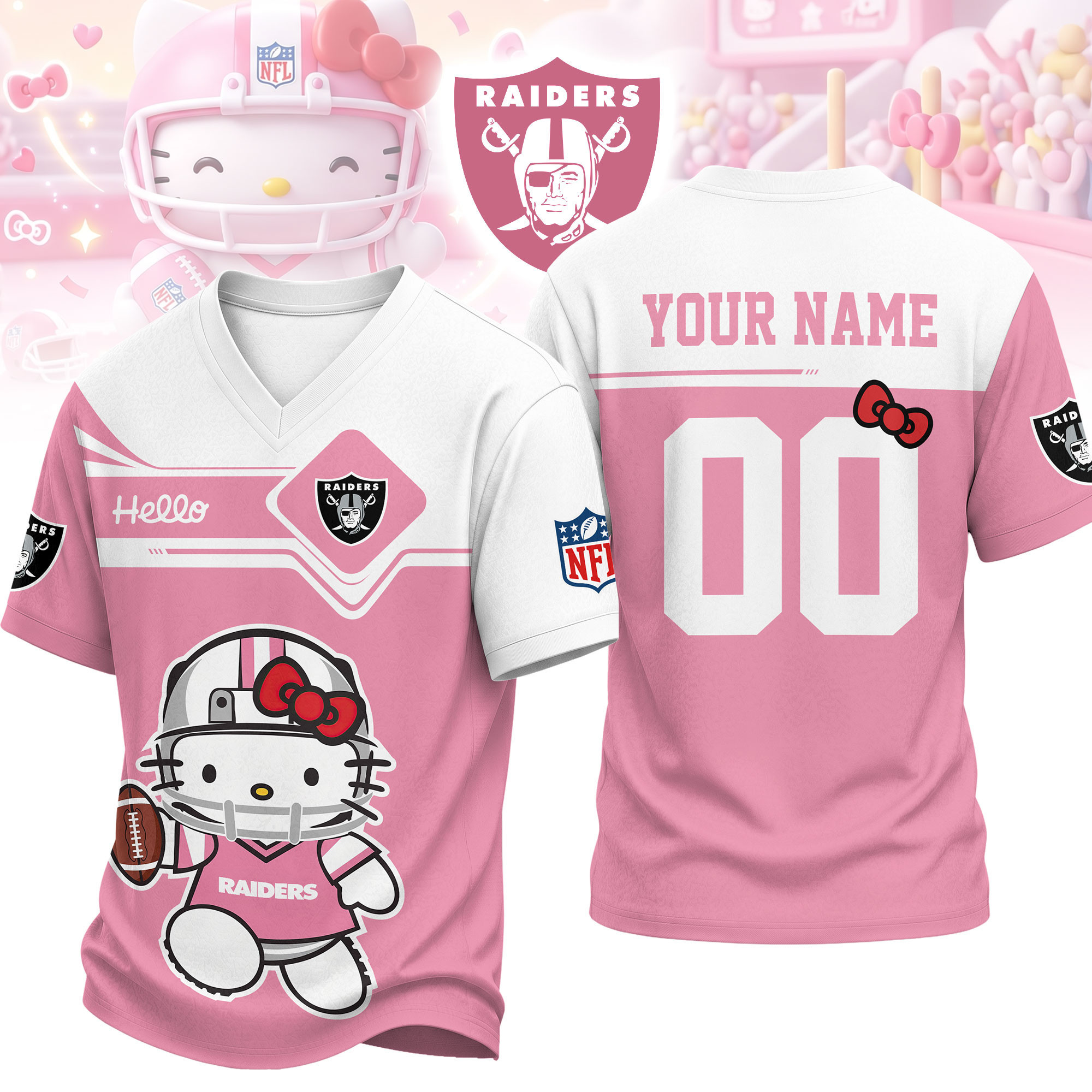 Las Vegas Raiders | Premium NFL Touchdown Kitty V-Neck Jersey NTH1