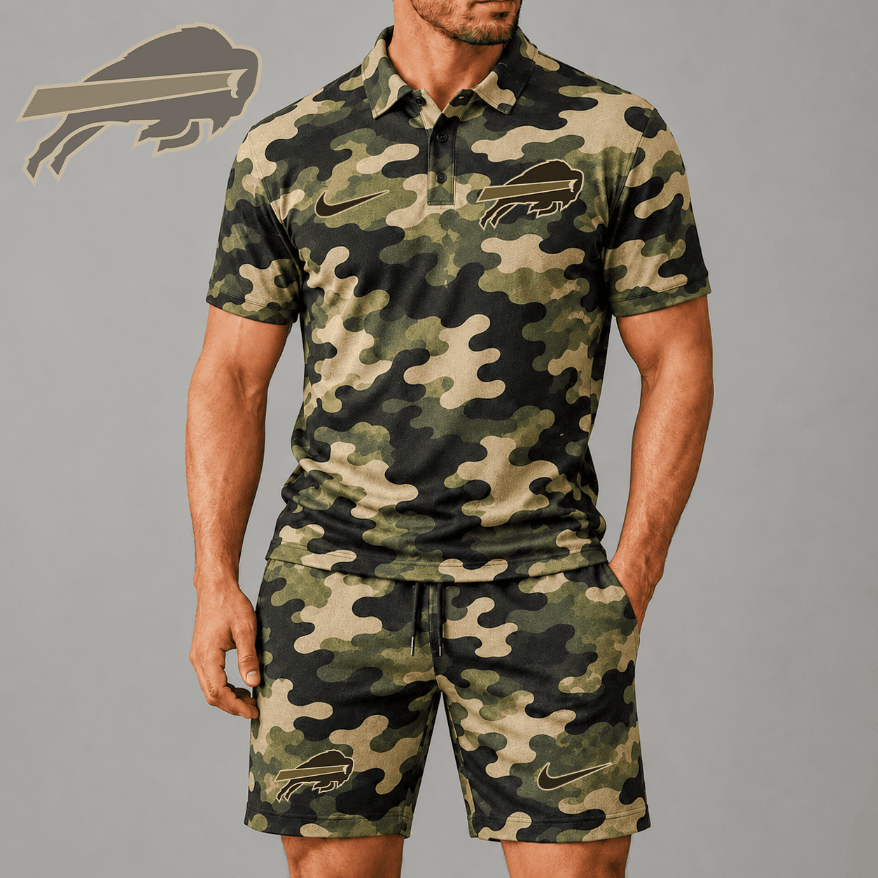 Buffalo Bills | Premium NFL Military Camo Polo & Shorts Set NY