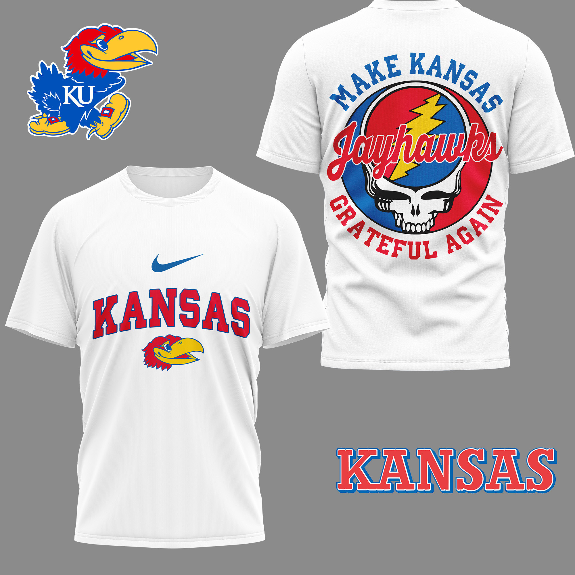 Kansas Jayhawks | Premium NCAA Grateful Game Day 3D Shirt NY