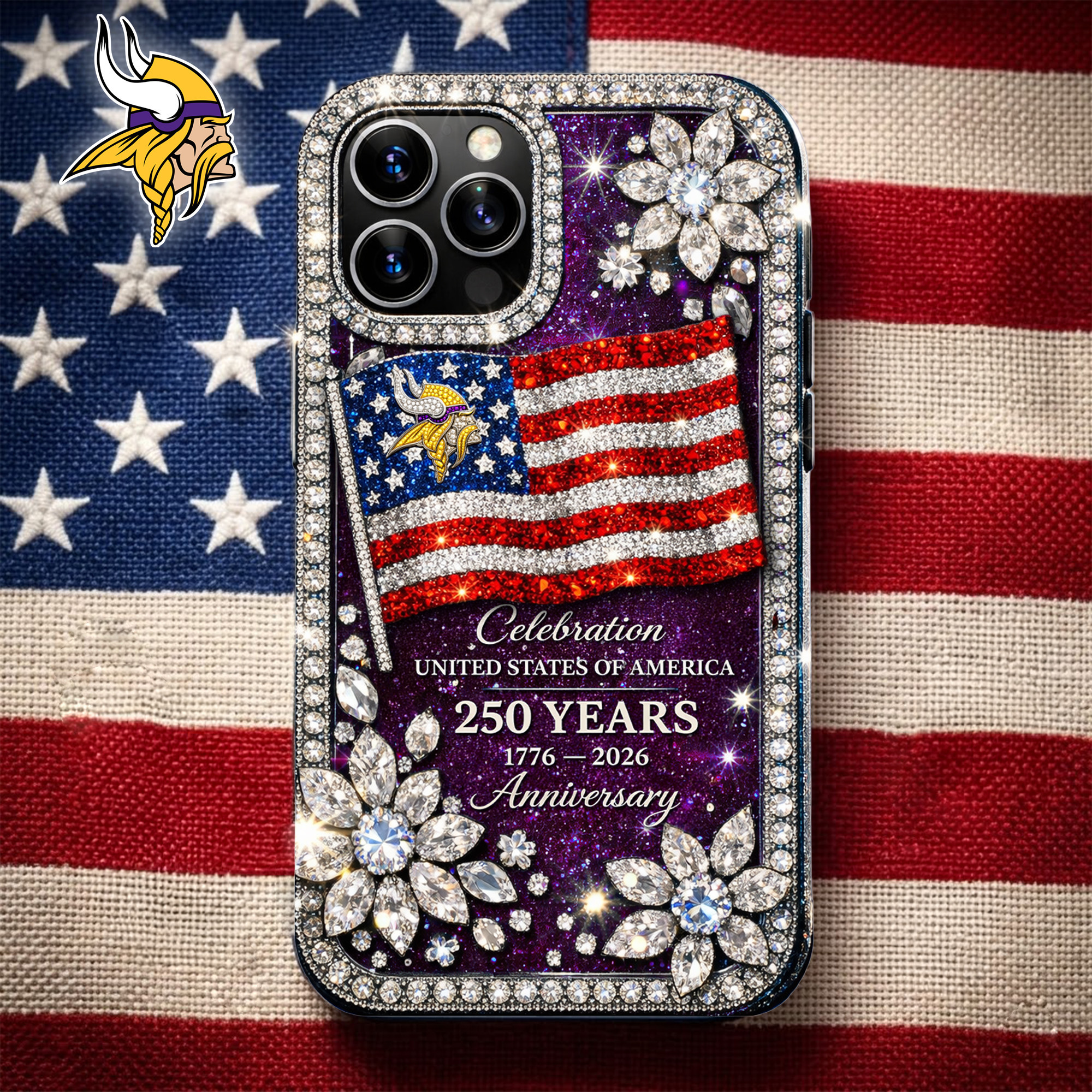 Minnesota Vikings | Premium NFL Celebration United States Of America 250 Years Luxury Phone Case TD