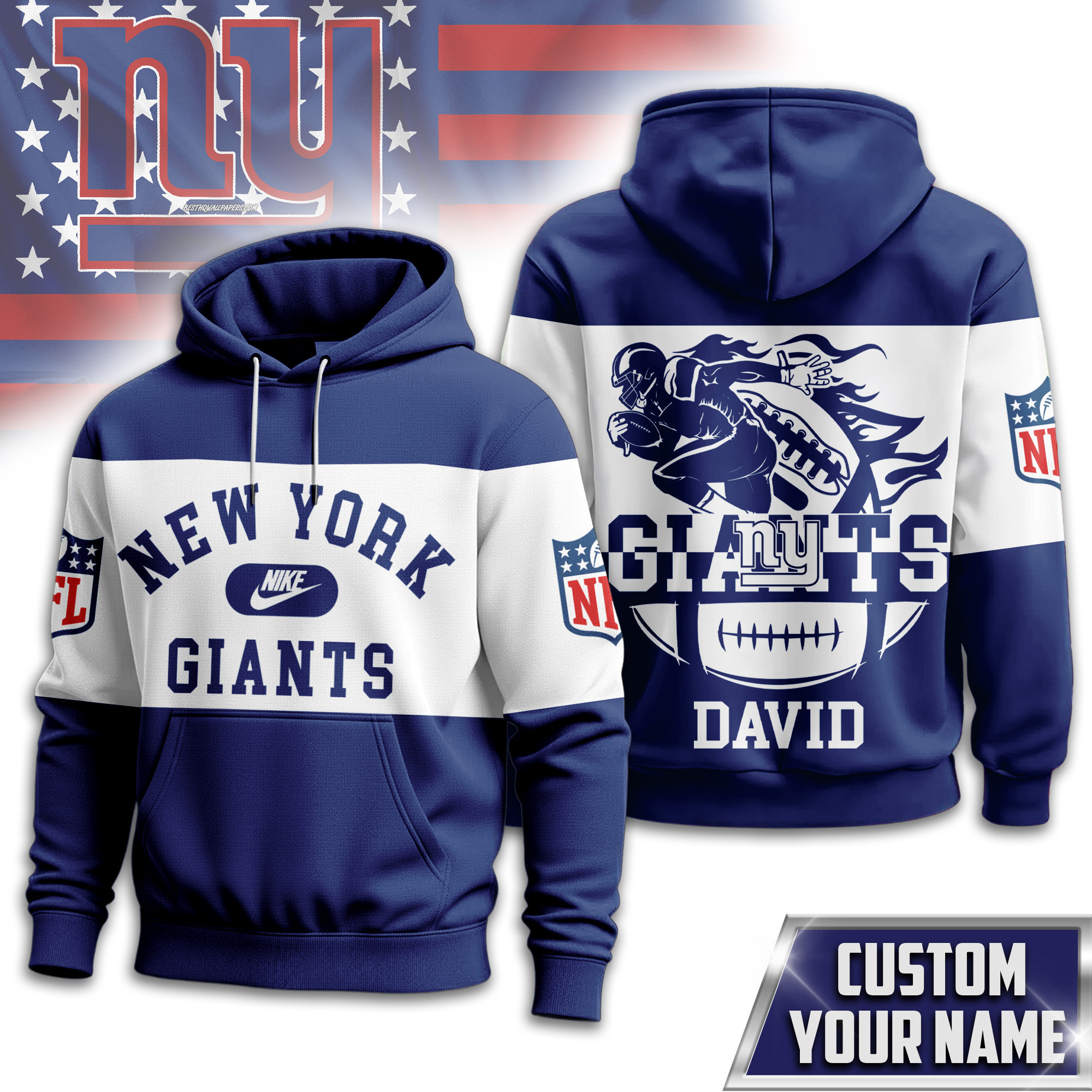 New York Giants | Premium NFL Touchdown Spirit Personalized Hoodie TD