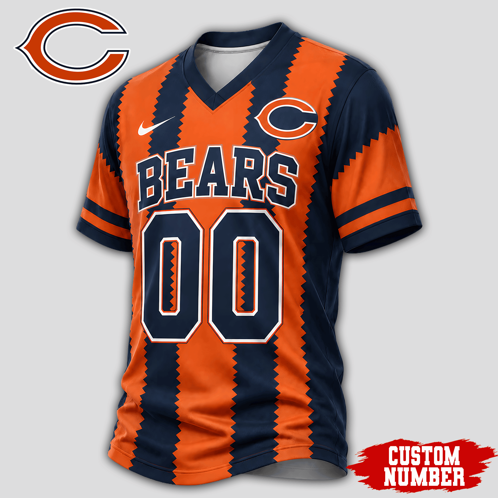 Chicago Bears | Premium NFL Bold Stripe Custom V-Neck Jersey NTH1