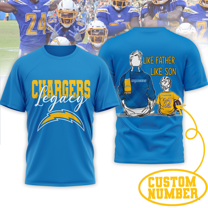 Los Angeles Chargers | Premium NFL Legacy Father Day 3D Shirt HY