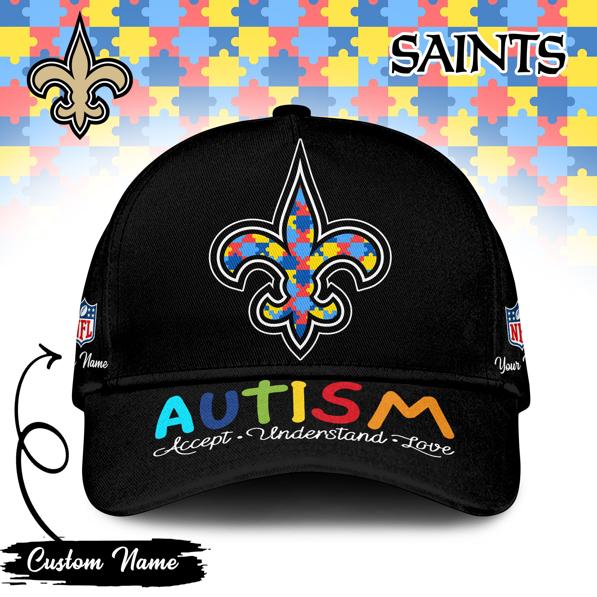 New Orleans Saints | PREMIUM CLASSIC CAP NFL AUTISM TD