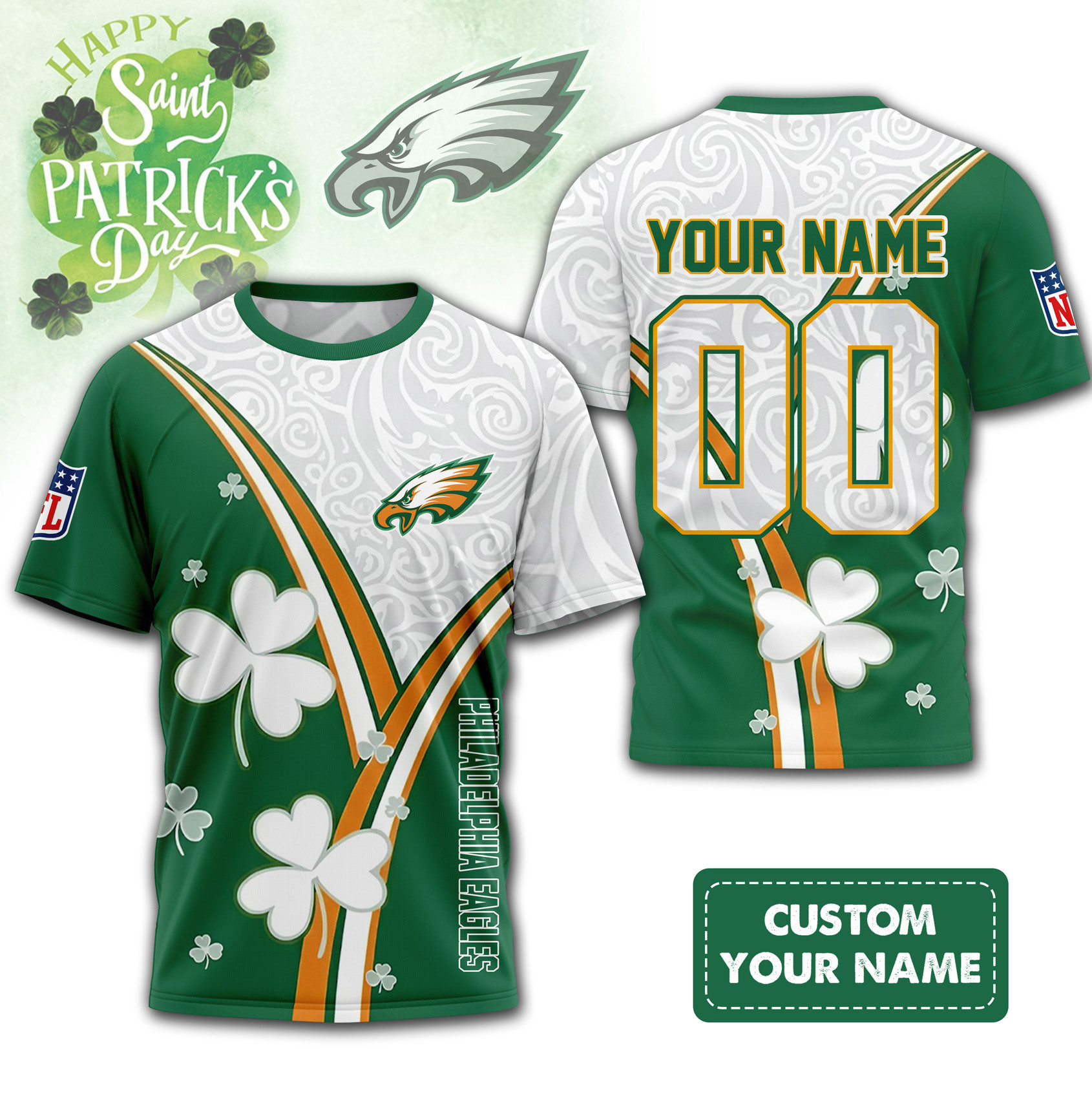 Philadelphia Eagles | Premium NFL Personalized Happy St. Patrick's Day 3D Shirt NP