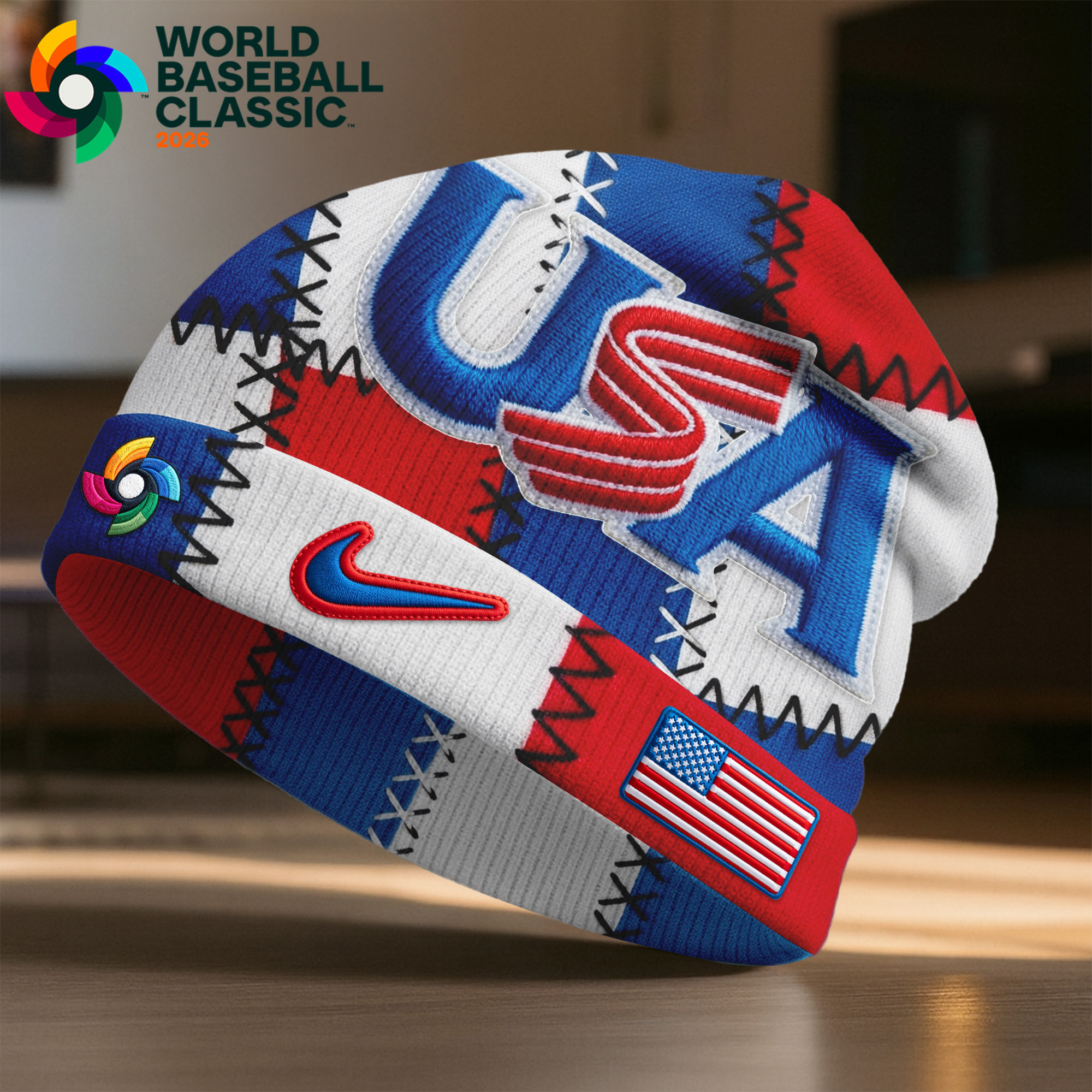United States | Premium World Baseball Game Day Beanie Hat NY