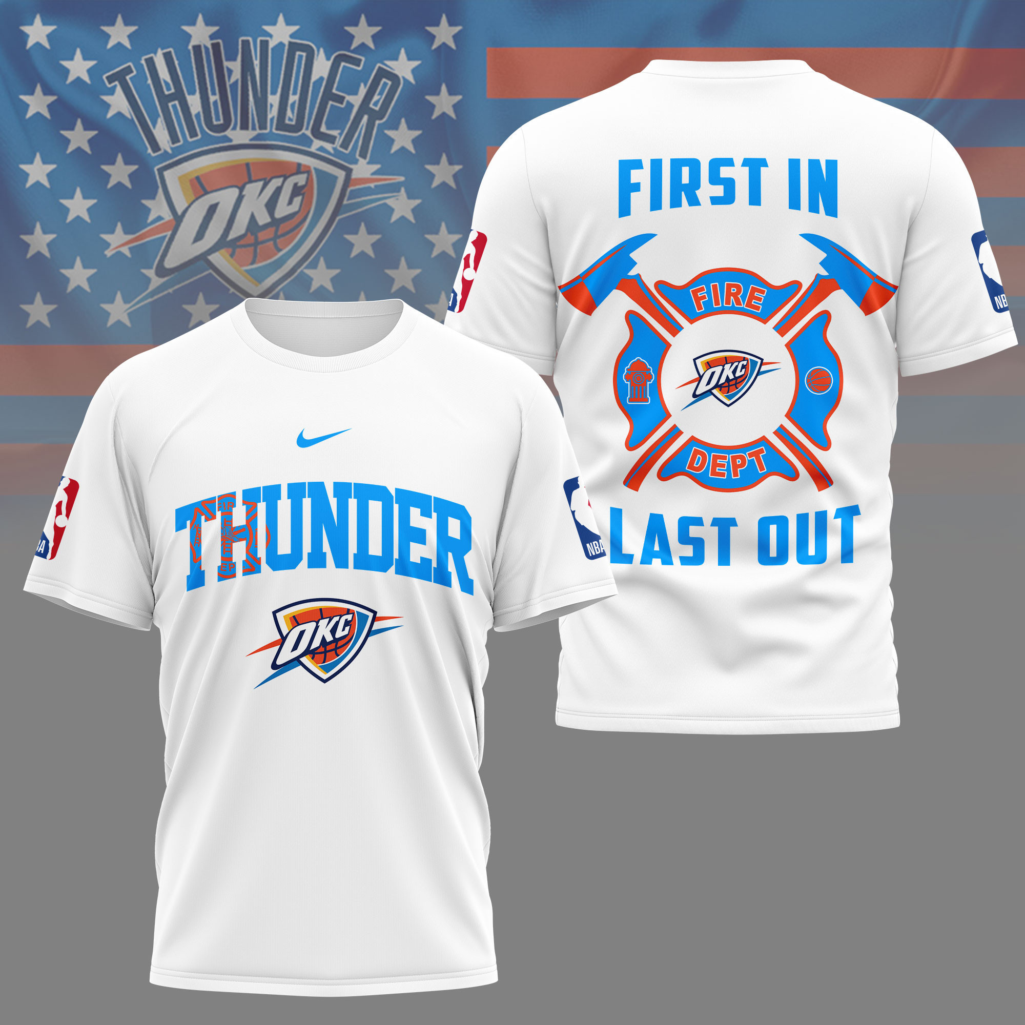Oklahoma City Thunder | Premium NBA Fire Dept 3D Shirt TD