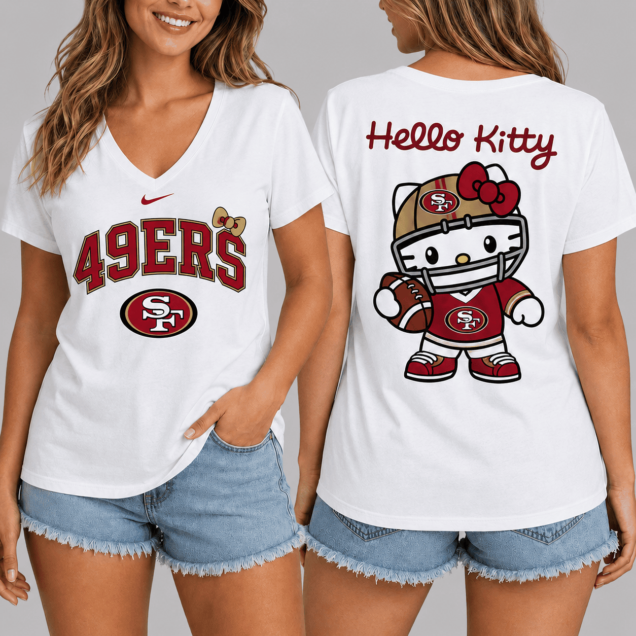 San Francisco 49ers | Premium NFL Hello Kitty Football T-shirt TD