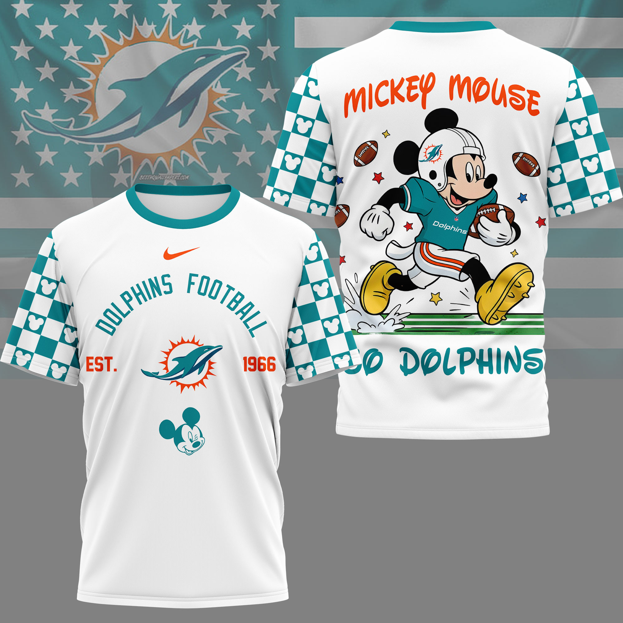 Miami Dolphins | Premium NFL Mickey Football 3D Shirt NY