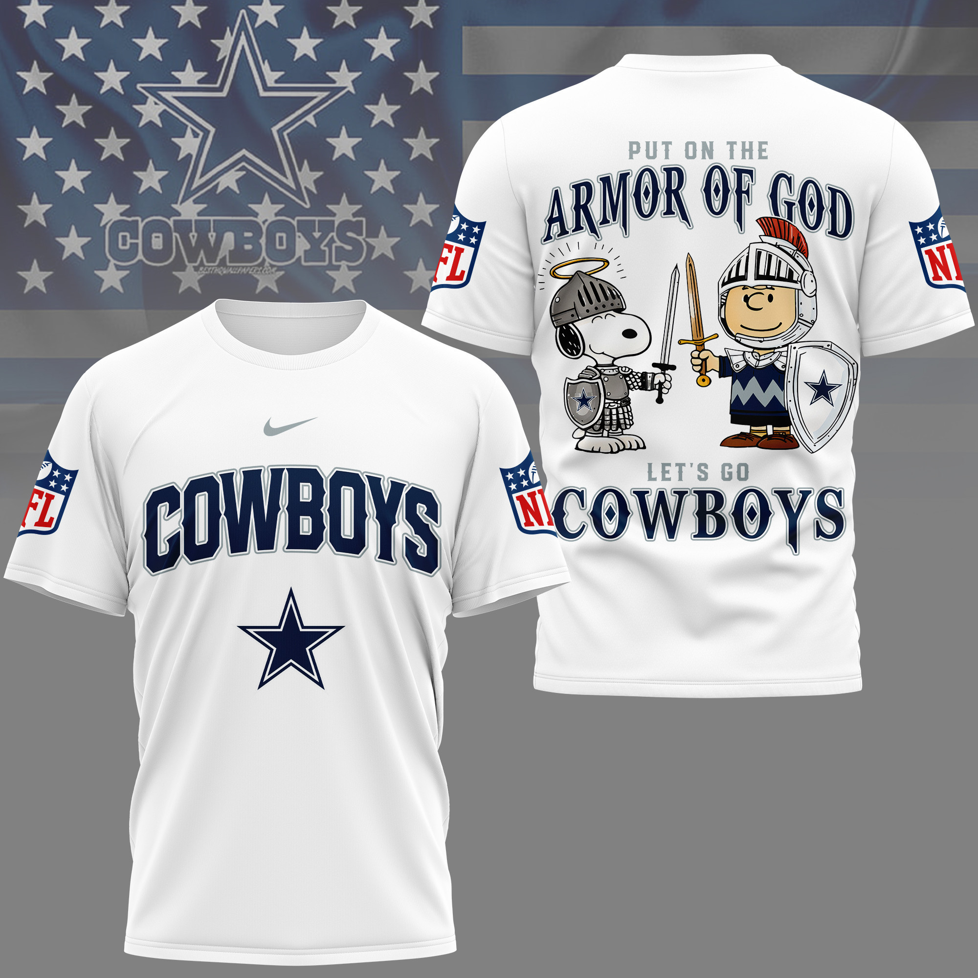 Dallas Cowboys | Premium NFL Armor of God 3D Shirt NY