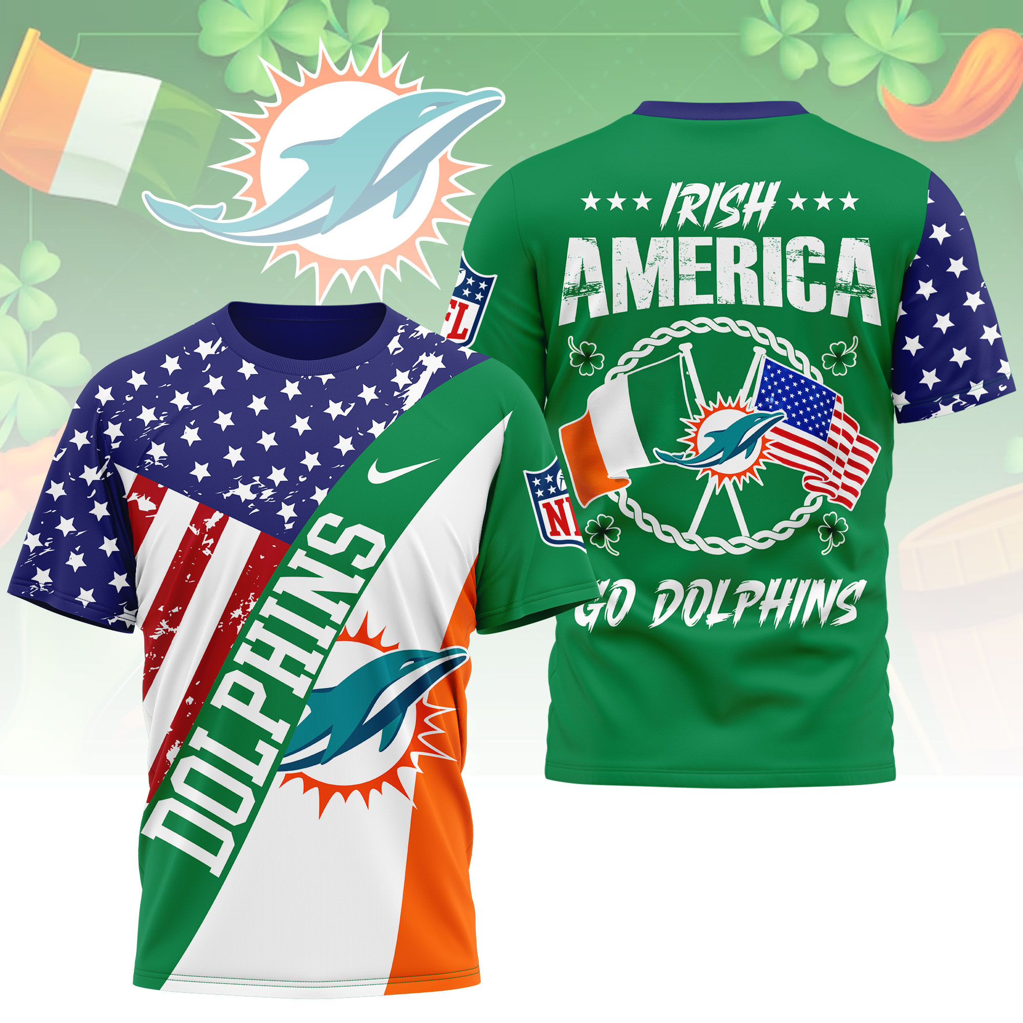 Miami Dolphins | Premium NFL Irish America 3D Shirt NY