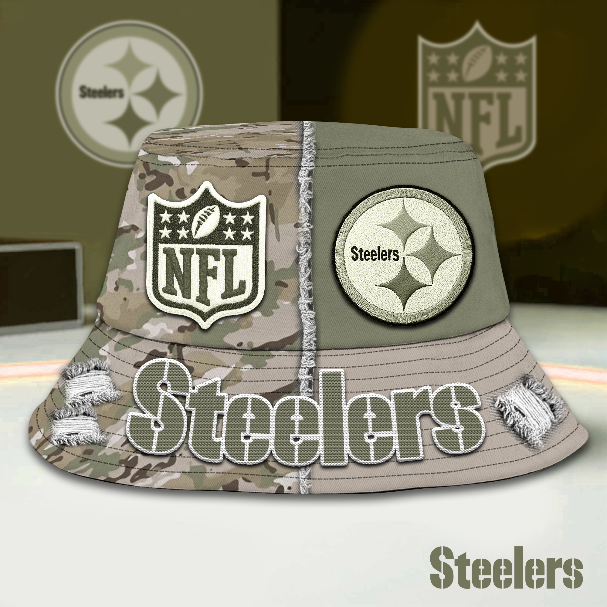Pittsburgh Steelers | Premium NFL Army Bucket Hat TD