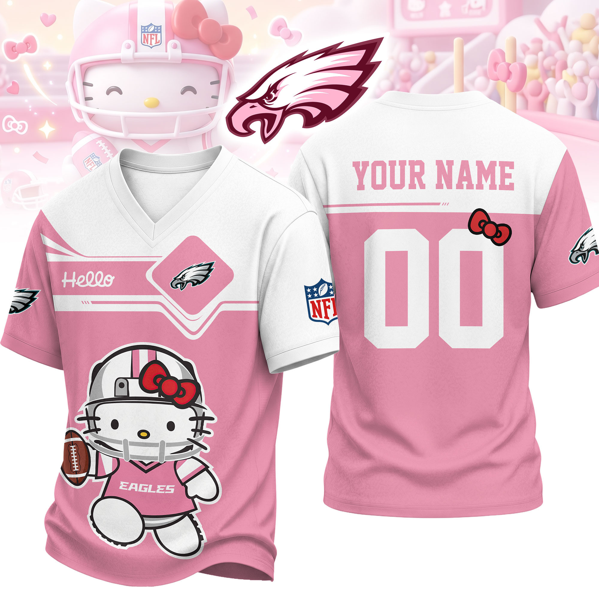 Philadelphia Eagles | Premium NFL Touchdown Kitty V-Neck Jersey NTH1