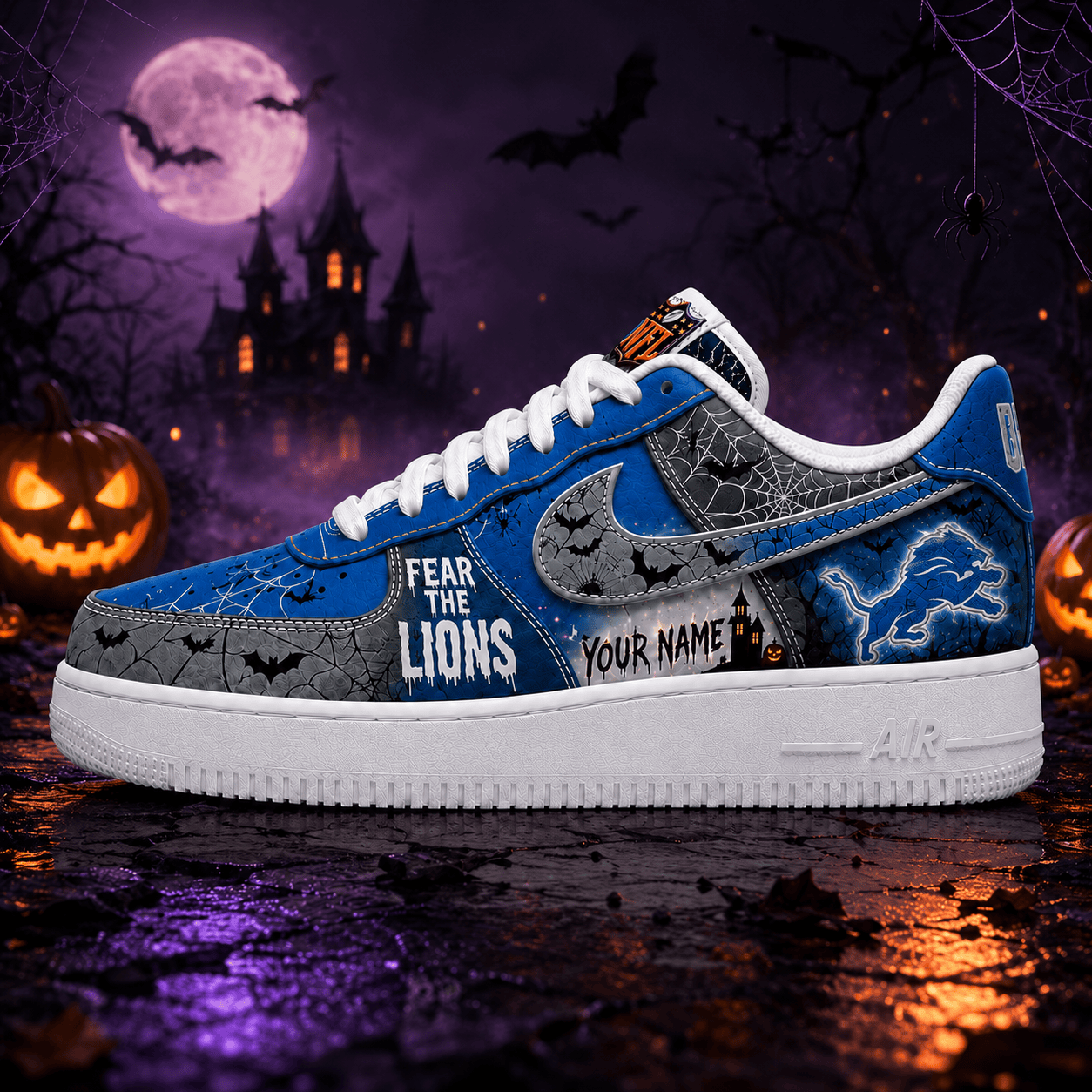 Detroit Lions | Premium NFL Fear The Team Halloween AF1 Sneakers