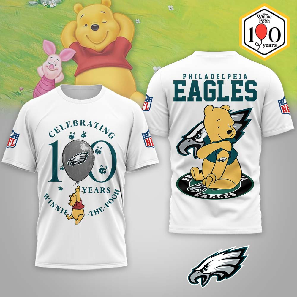 Philadelphia Eagles | Premium NFL Winnie The Pooh 100th Anniversary 3D Shirt MM