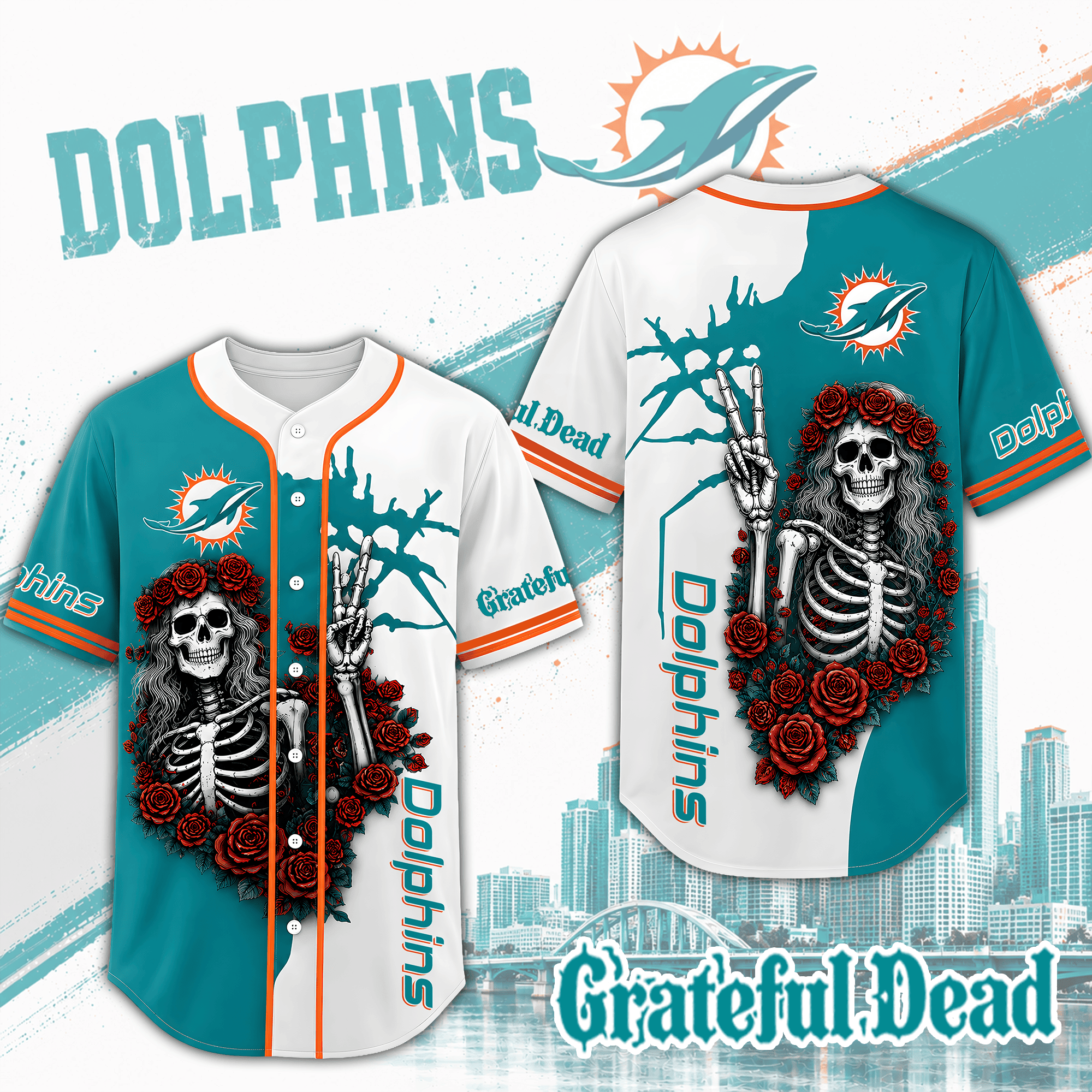 Miami Dolphins | Premium NFL Game Day Grateful Dead Jersey Shirt NTH1