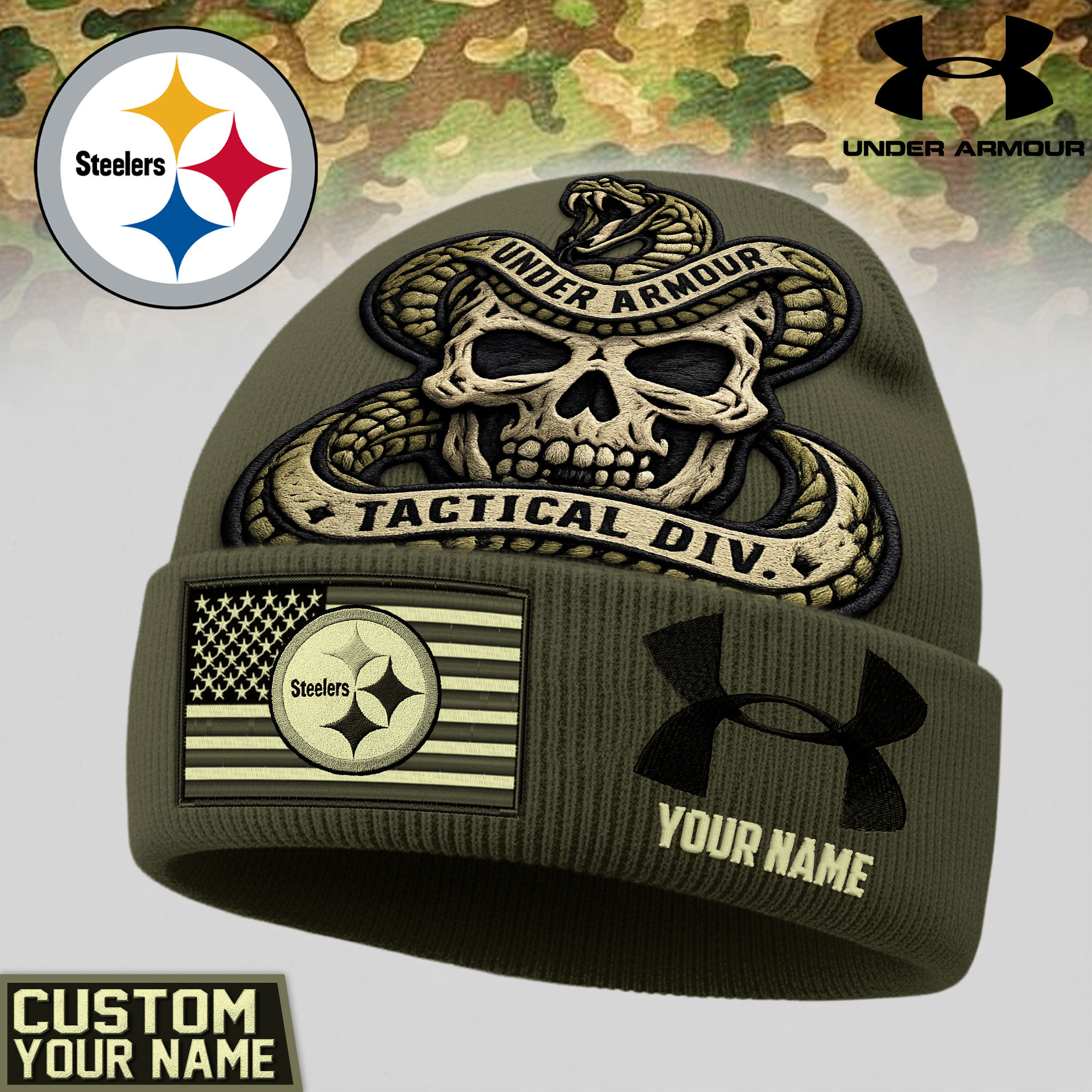 Pittsburgh Steelers | Premium NFL Tactical DIV Under Armour Beanie Hat TD