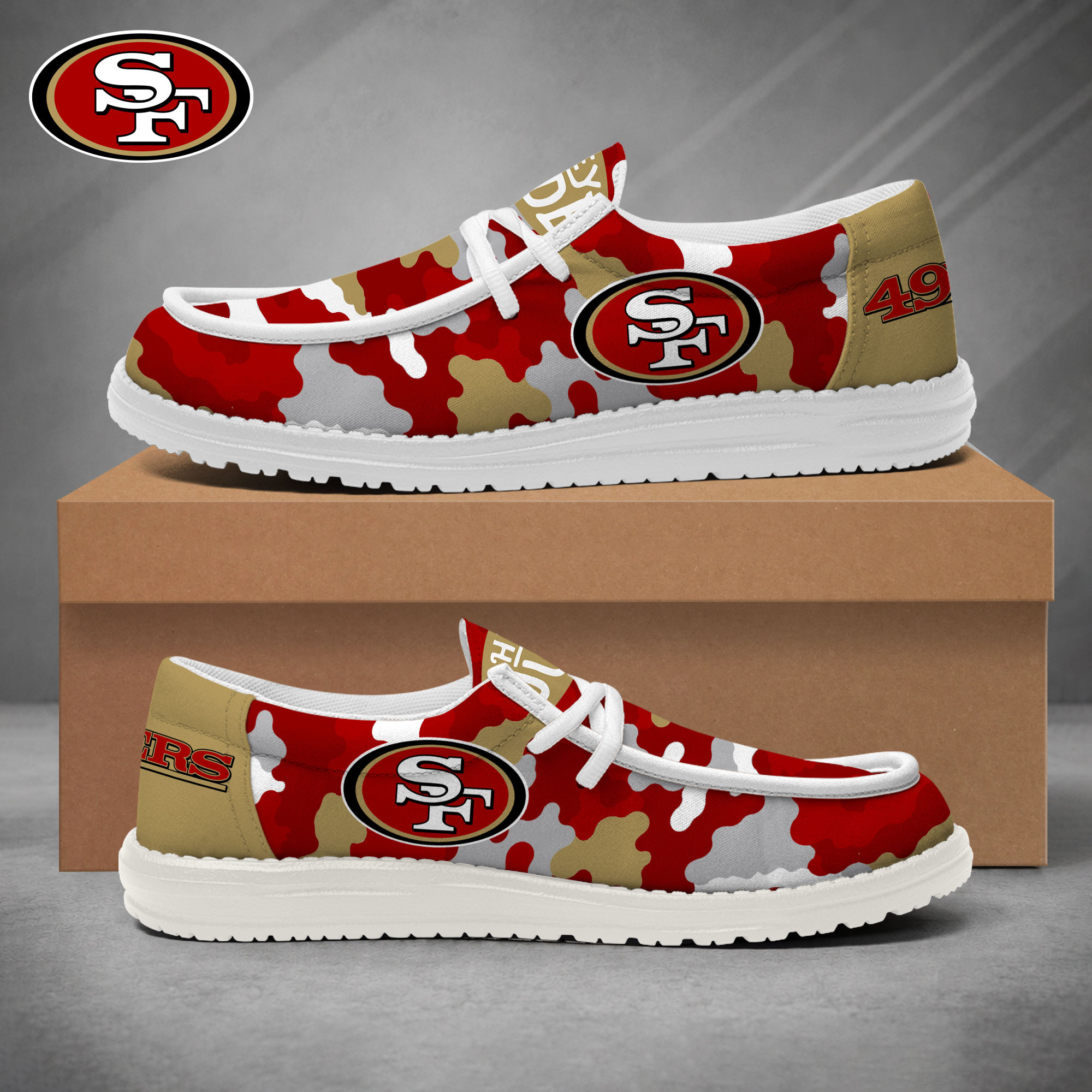 San Francisco 49ers | Premium NFL Game Day Camo Loafer Shoes NY
