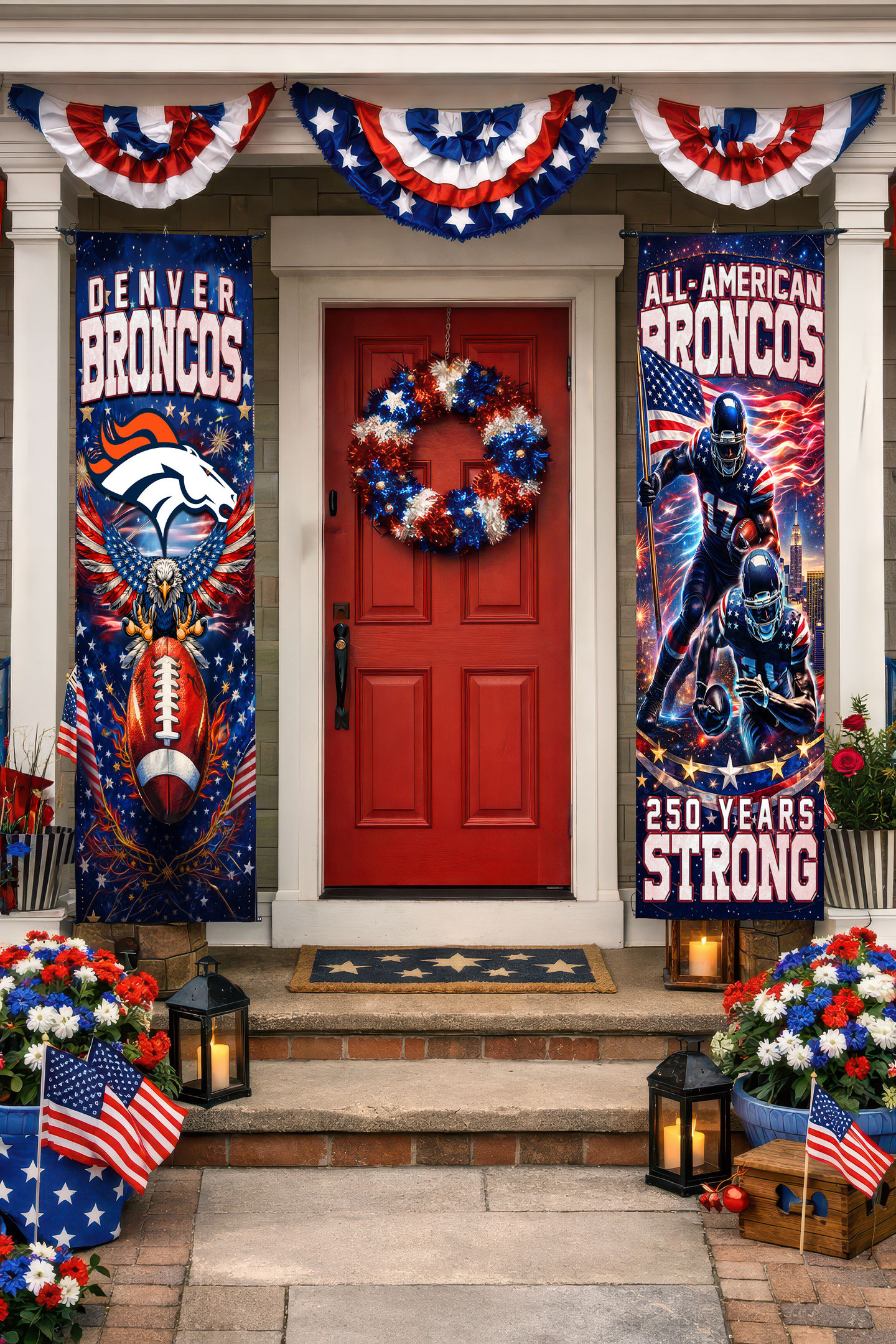 Denver Broncos | Premium NFL 250th Anniversary Of America Independence Day Porch Sign HY