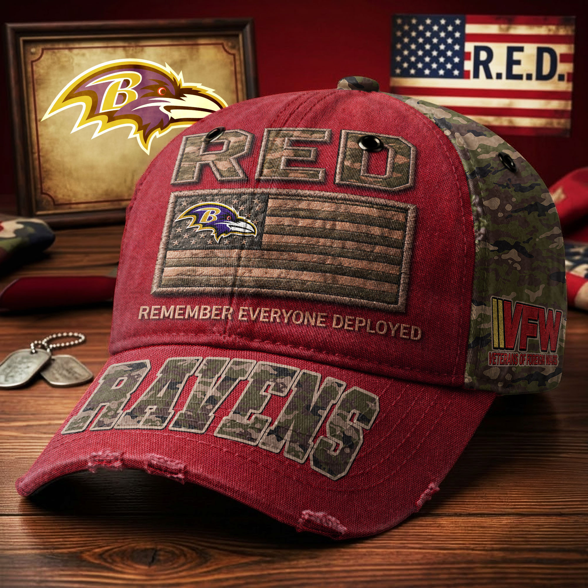 Baltimore Ravens | Premium NFL Remember Everyone Deployed Classic Cap TD