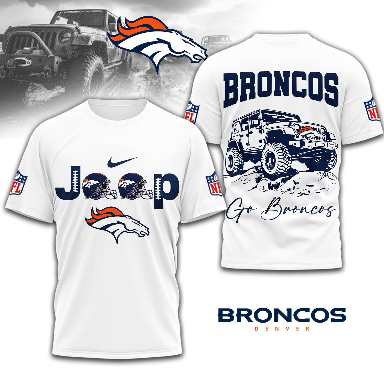 Denver Broncos | Premium NFL Jeep 3D Shirt TD