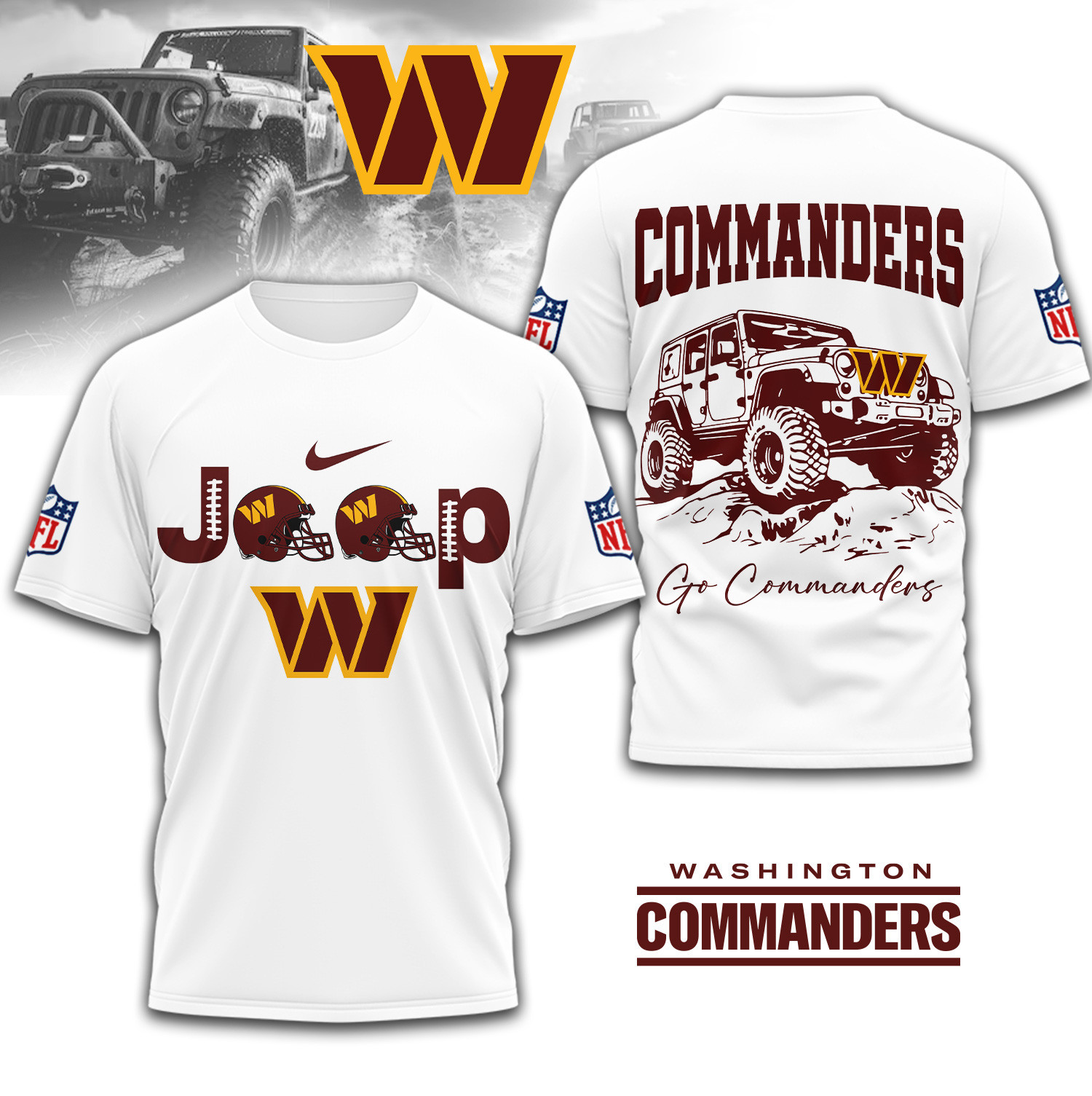 Washington Commanders | Premium NFL Jeep 3D Shirt TD